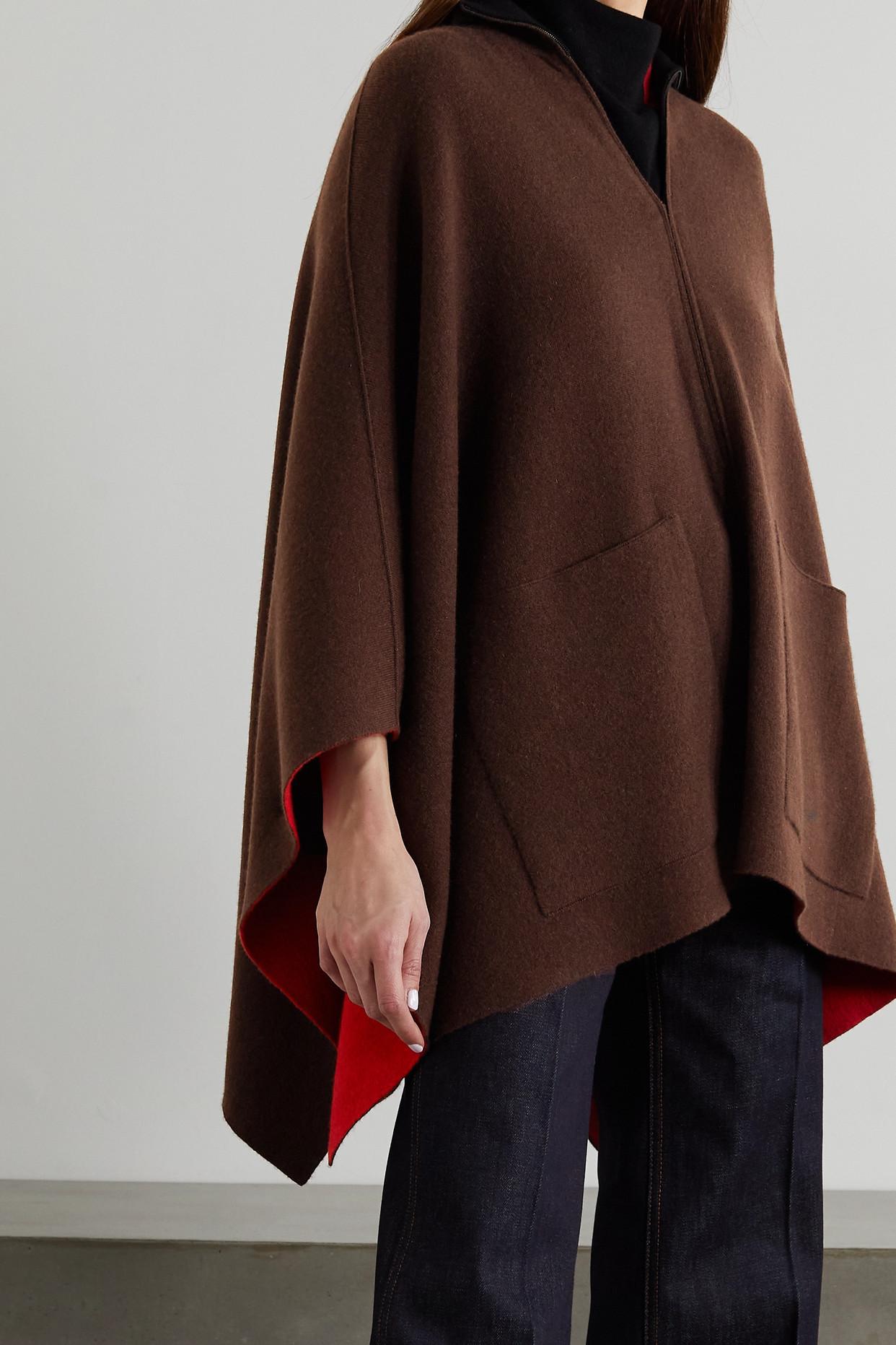 Akris Reversible Color-block Cashmere Poncho in Red | Lyst