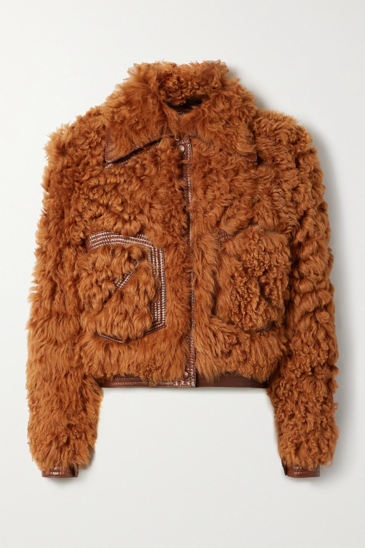 Zimmermann Tempo Leather-trimmed Shearling Jacket in Brown | Lyst