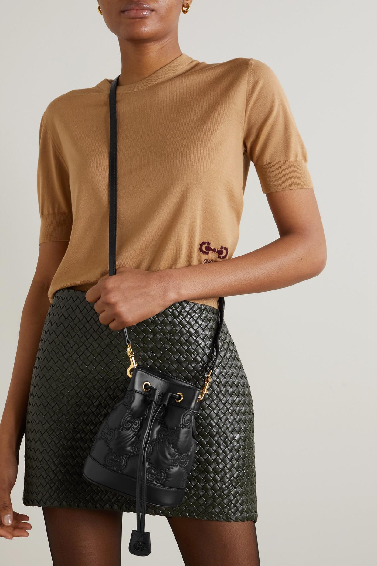 GG Matelasse Leather Shoulder Bag in Black - Gucci