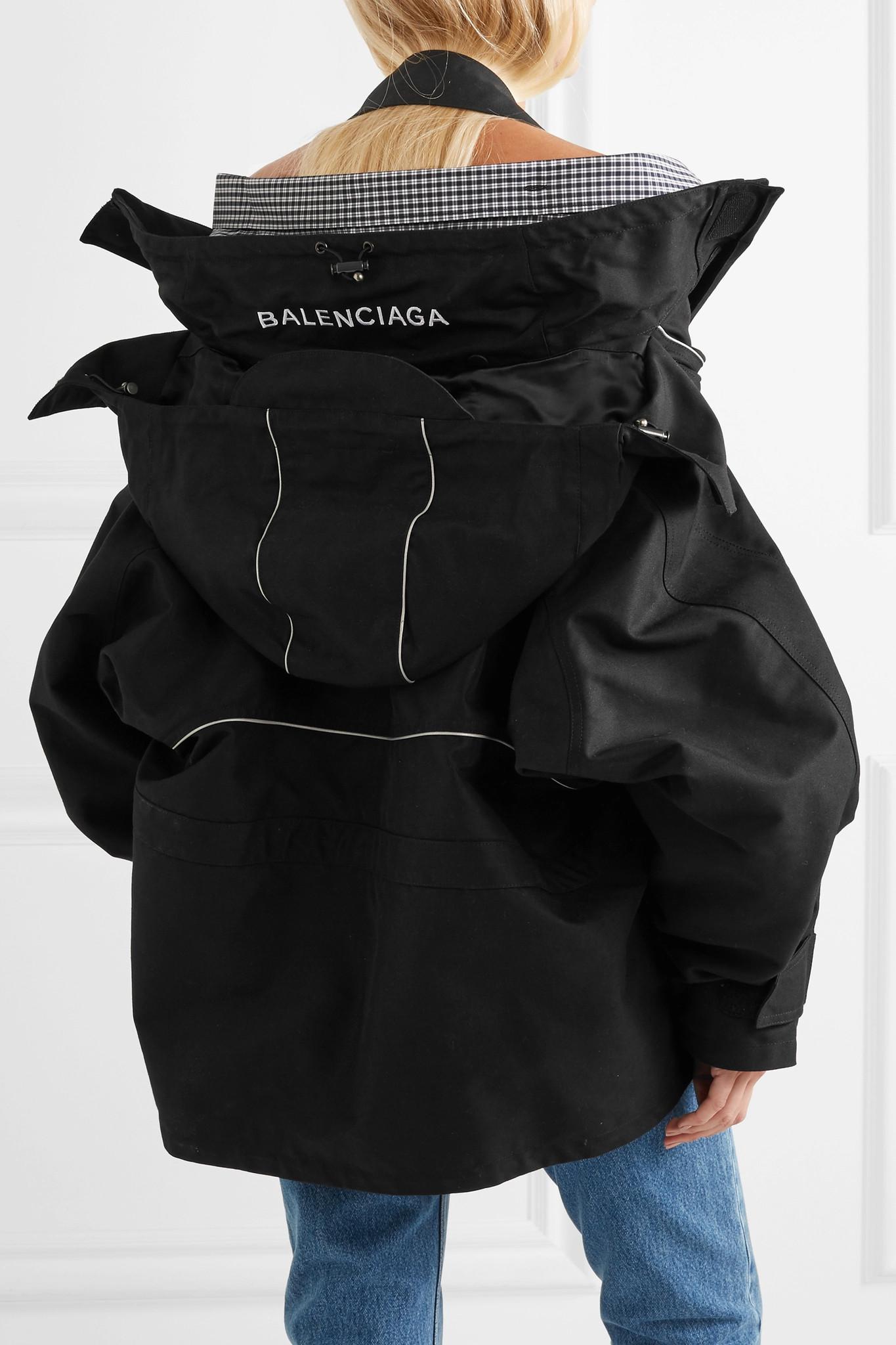 Balenciaga Swing Hooded Shell Parka in Black | Lyst
