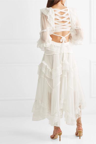 Zimmermann Suraya Cutout Crochet-trimmed Swiss-dot Silk Maxi Dress in White  | Lyst