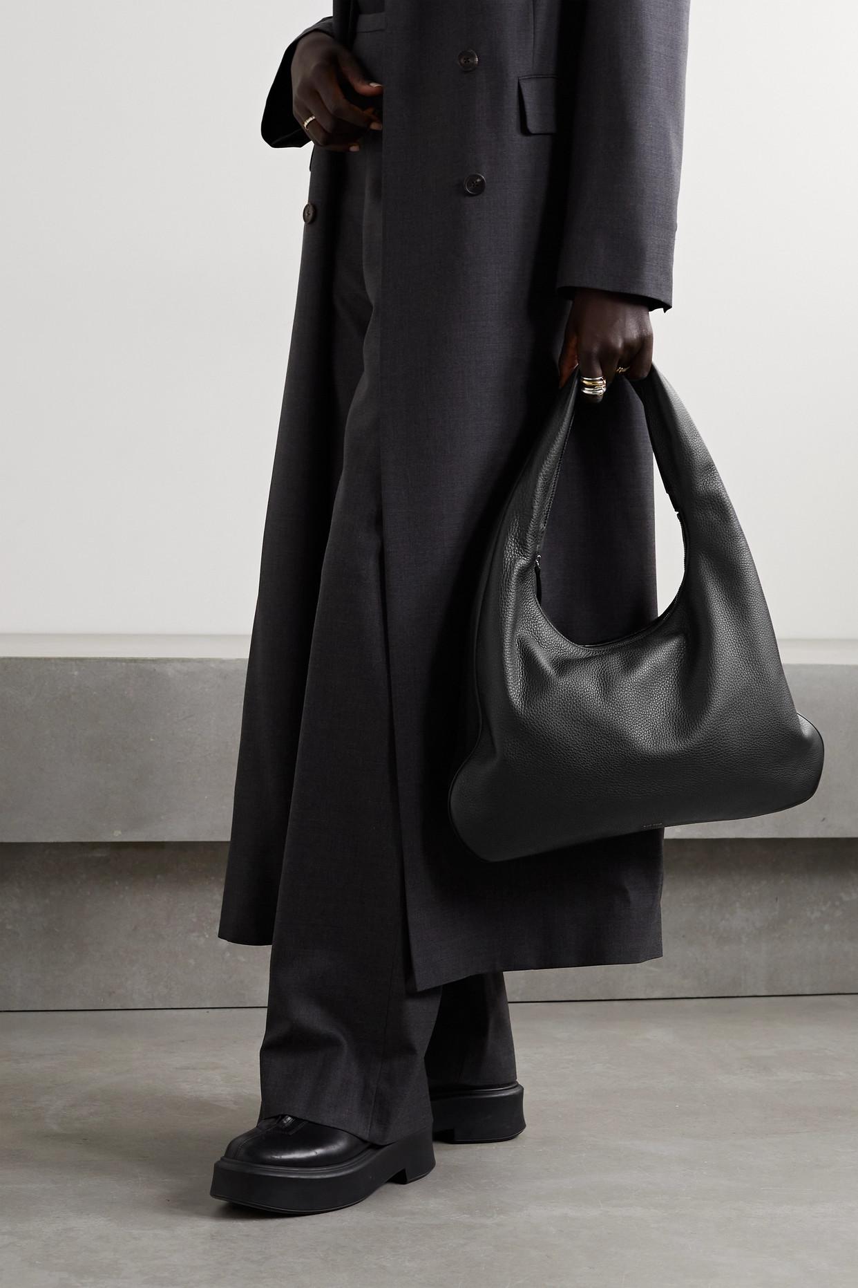 The Row Medium Leather Everyday Shoulder Bag in Black