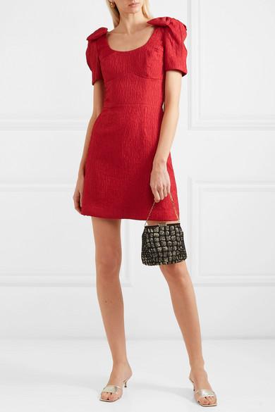 Rebecca Vallance Synthetic Harlow Bow-detailed Cloqué Mini Dress in Red -  Lyst