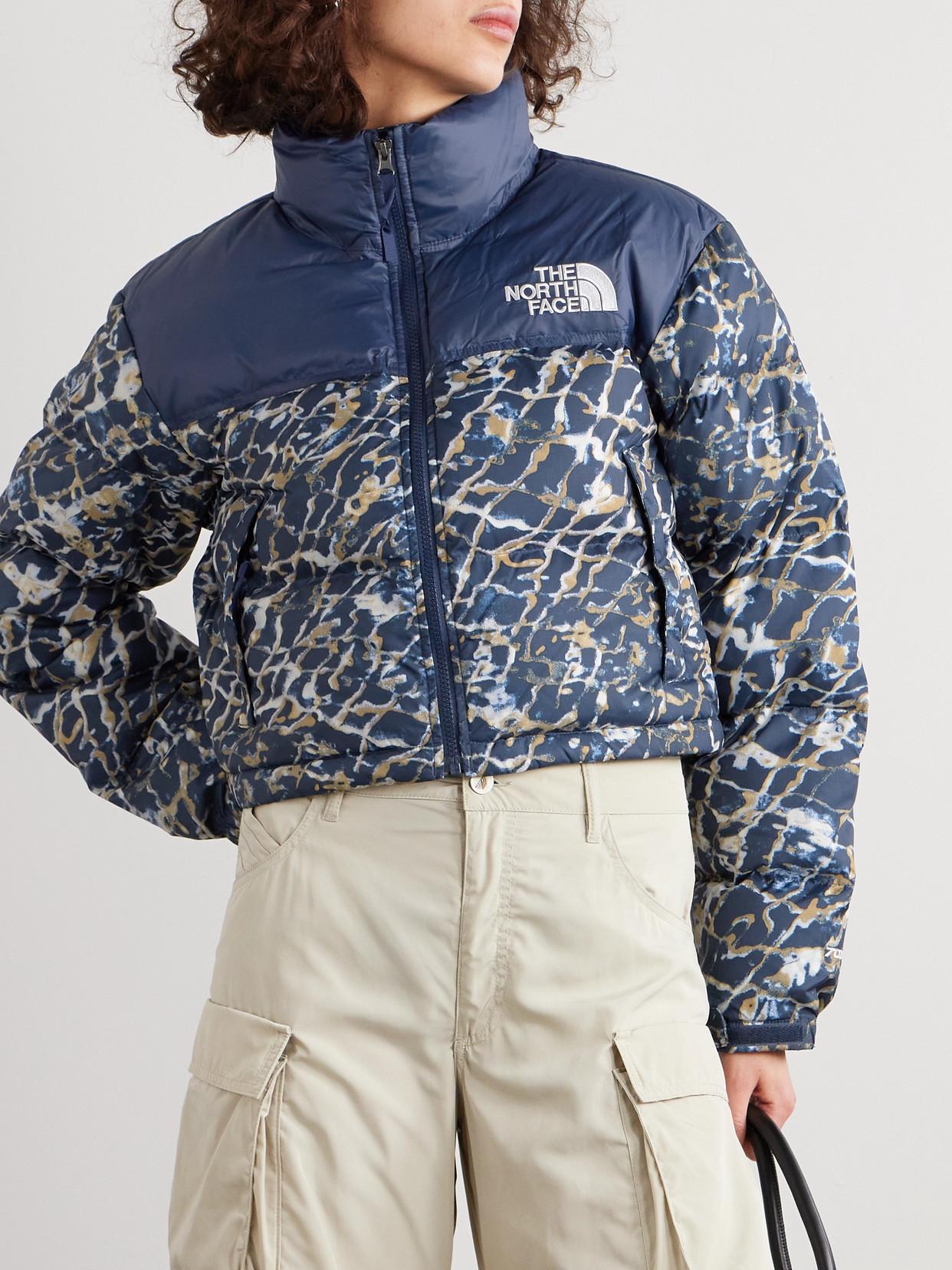 The North Face Nuptse Reversible Cropped Embroidered Quilted Shell