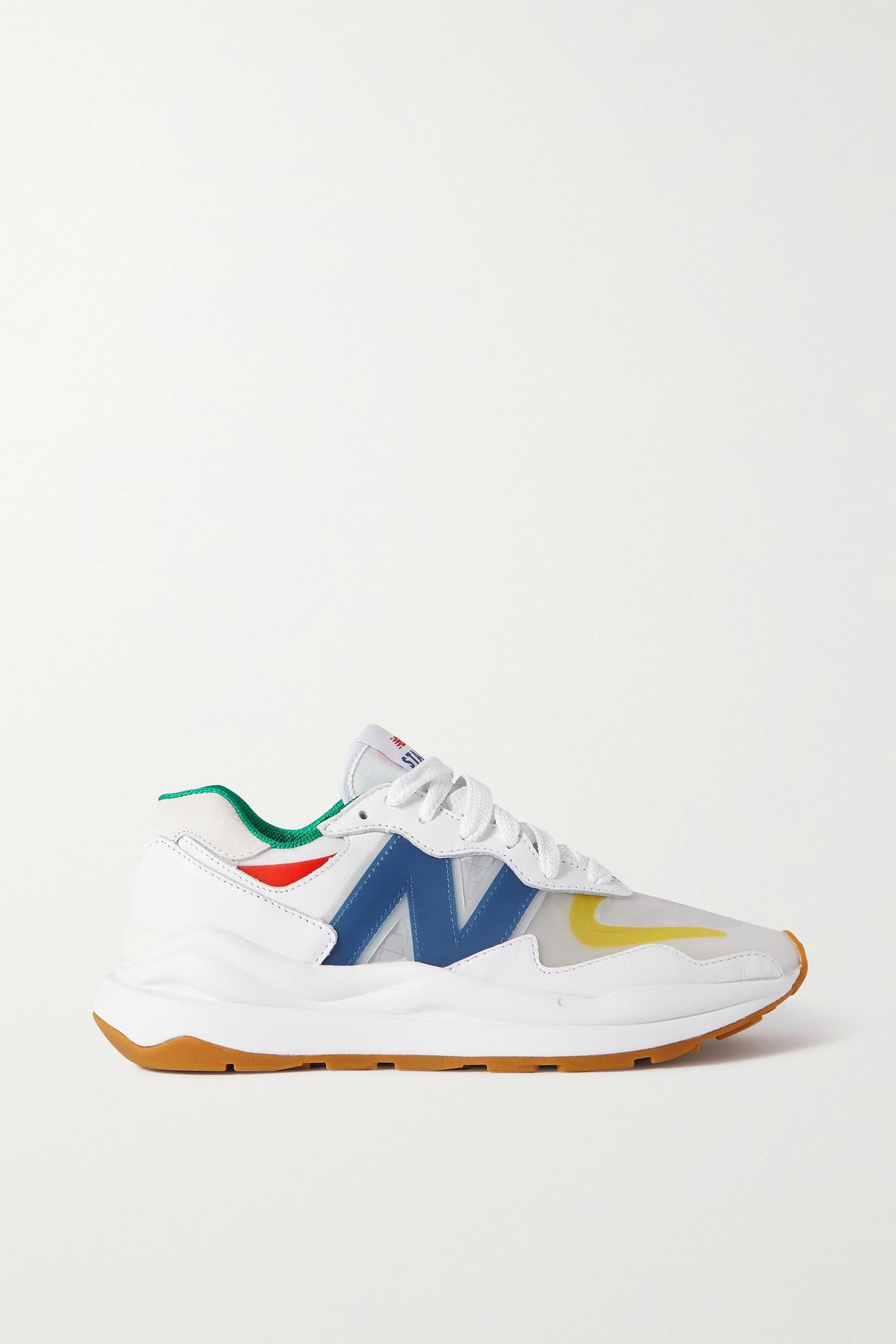 STAUD + New Balance 57/40 Leather And Mesh Sneakers in White | Lyst