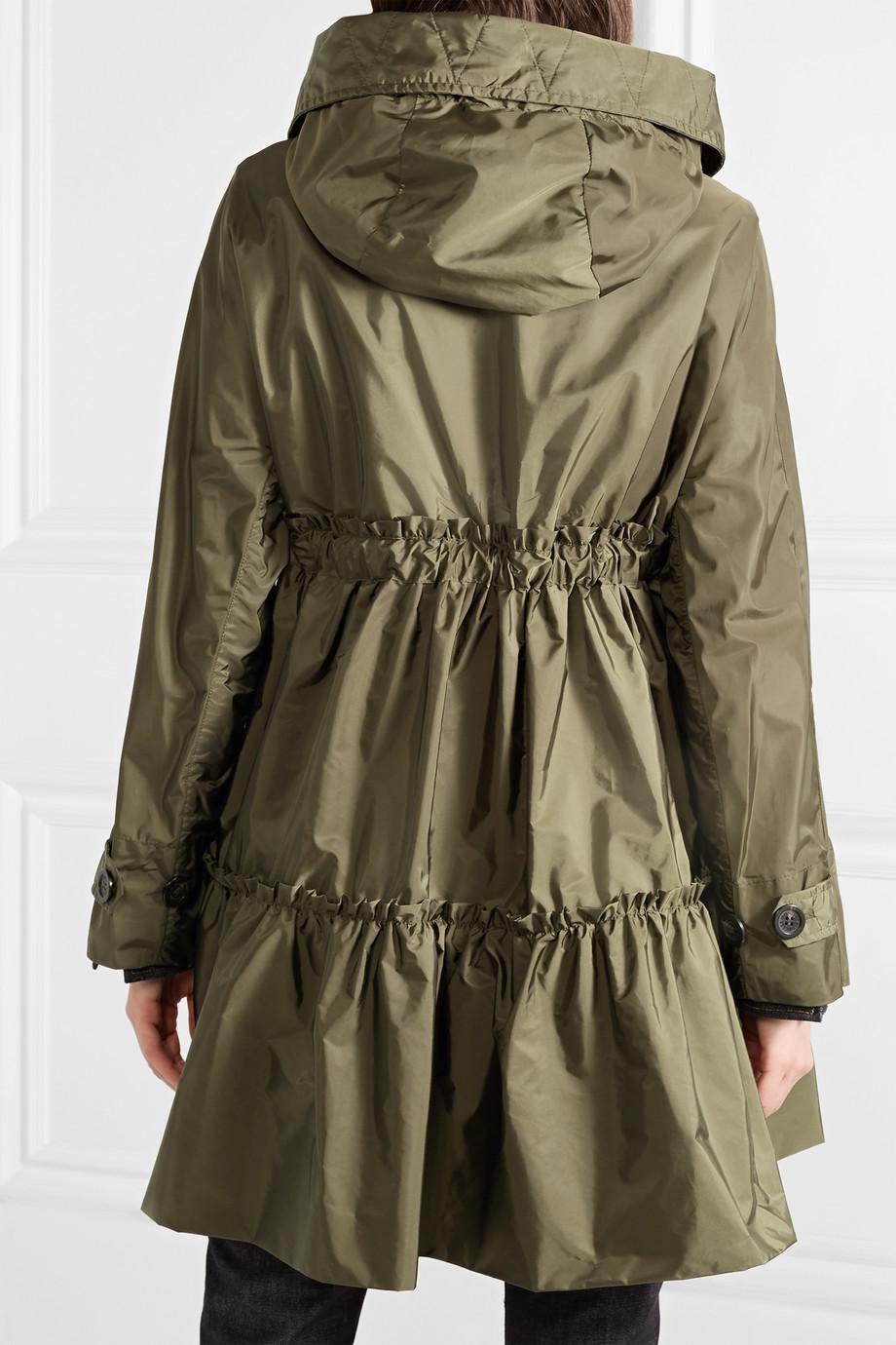 Moncler Hooded Ruffled Shell Jacket in 