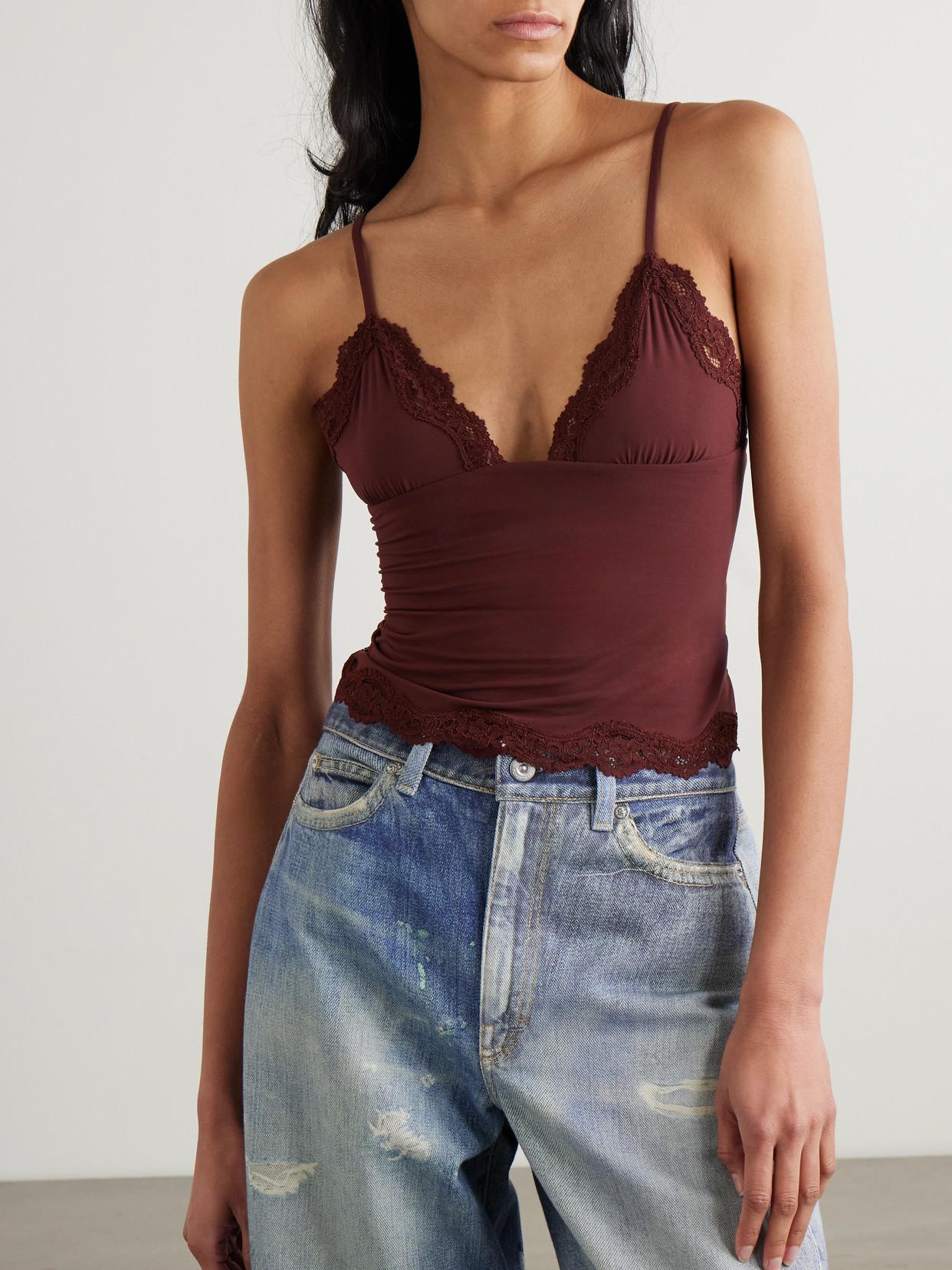 Skims Fits Everybody Lace Triangle Cami in Red | Lyst
