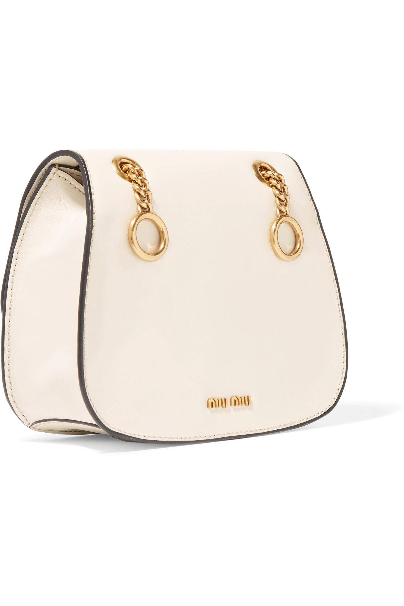 Miu Miu Dahlia Leather Shoulder Bag in White - Lyst