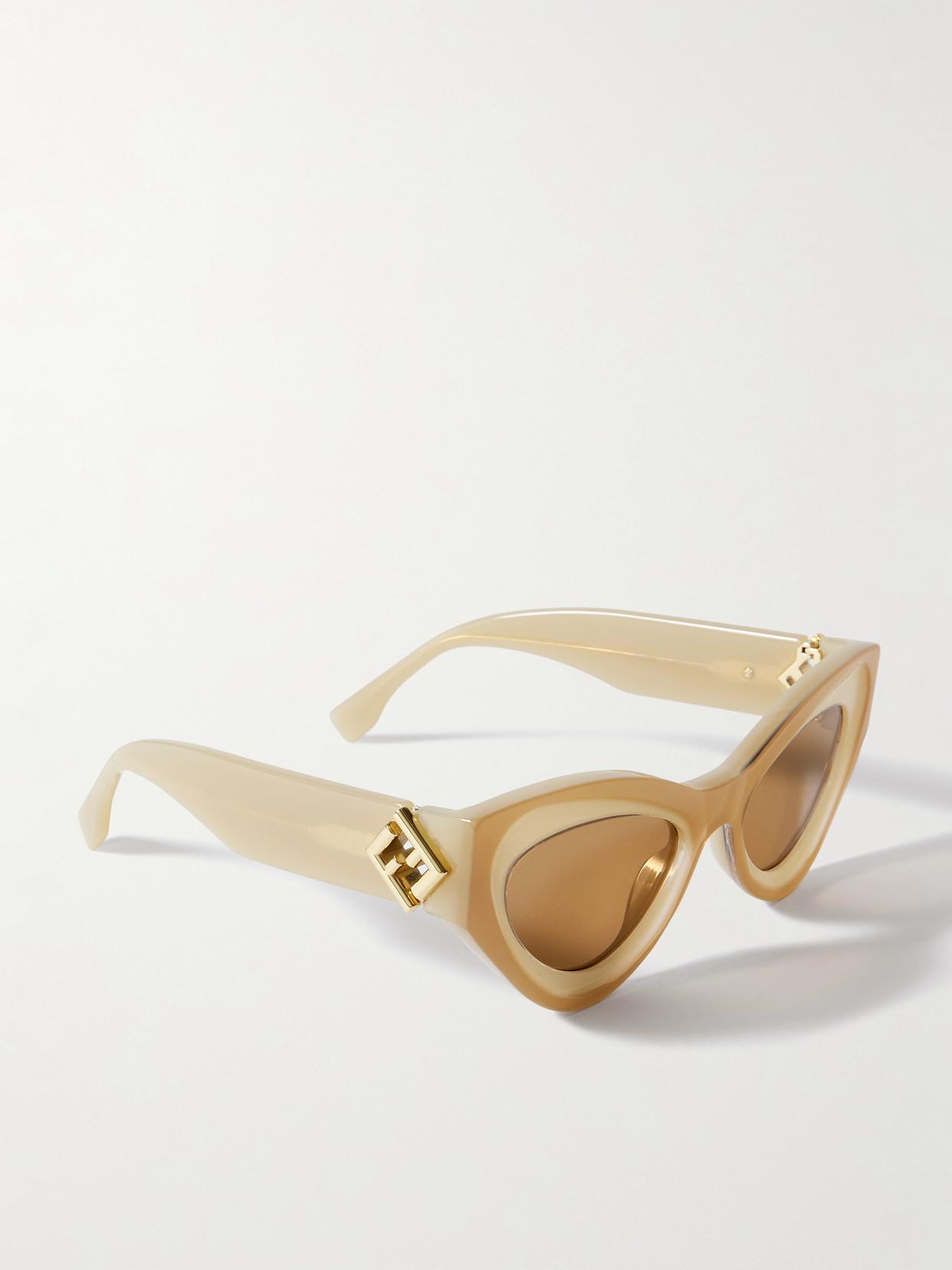 Fendi Ff Diamonds Cat-Eye Acetate Sunglasses in Natural | Lyst UK