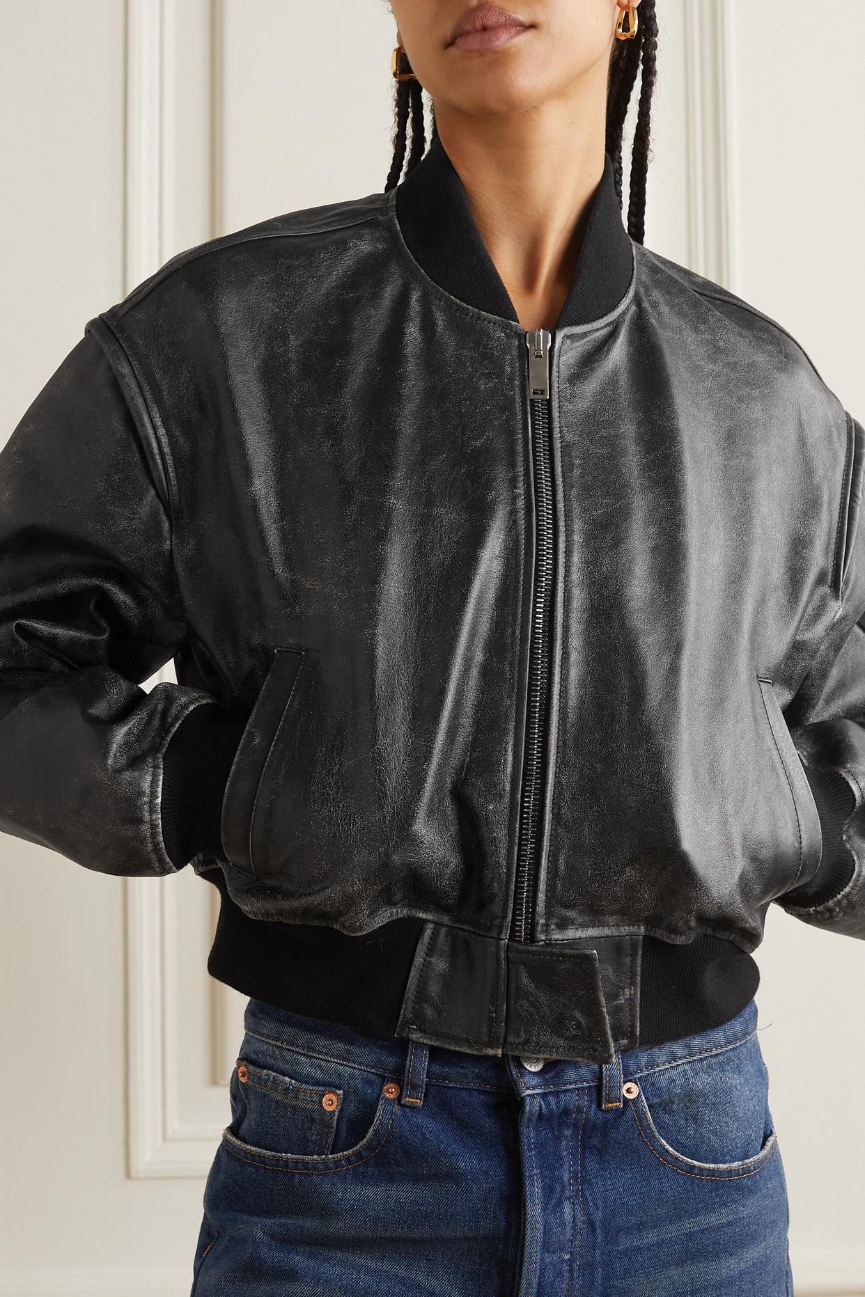 HALFBOY Oversized cropped leather biker jacket
