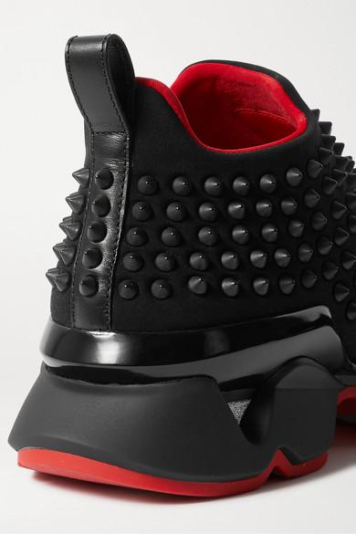 Christian Louboutin Black Donna Spike Sock Sneakers New