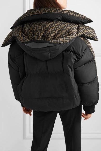 FENDI Reversible hooded printed padded down ski jacket