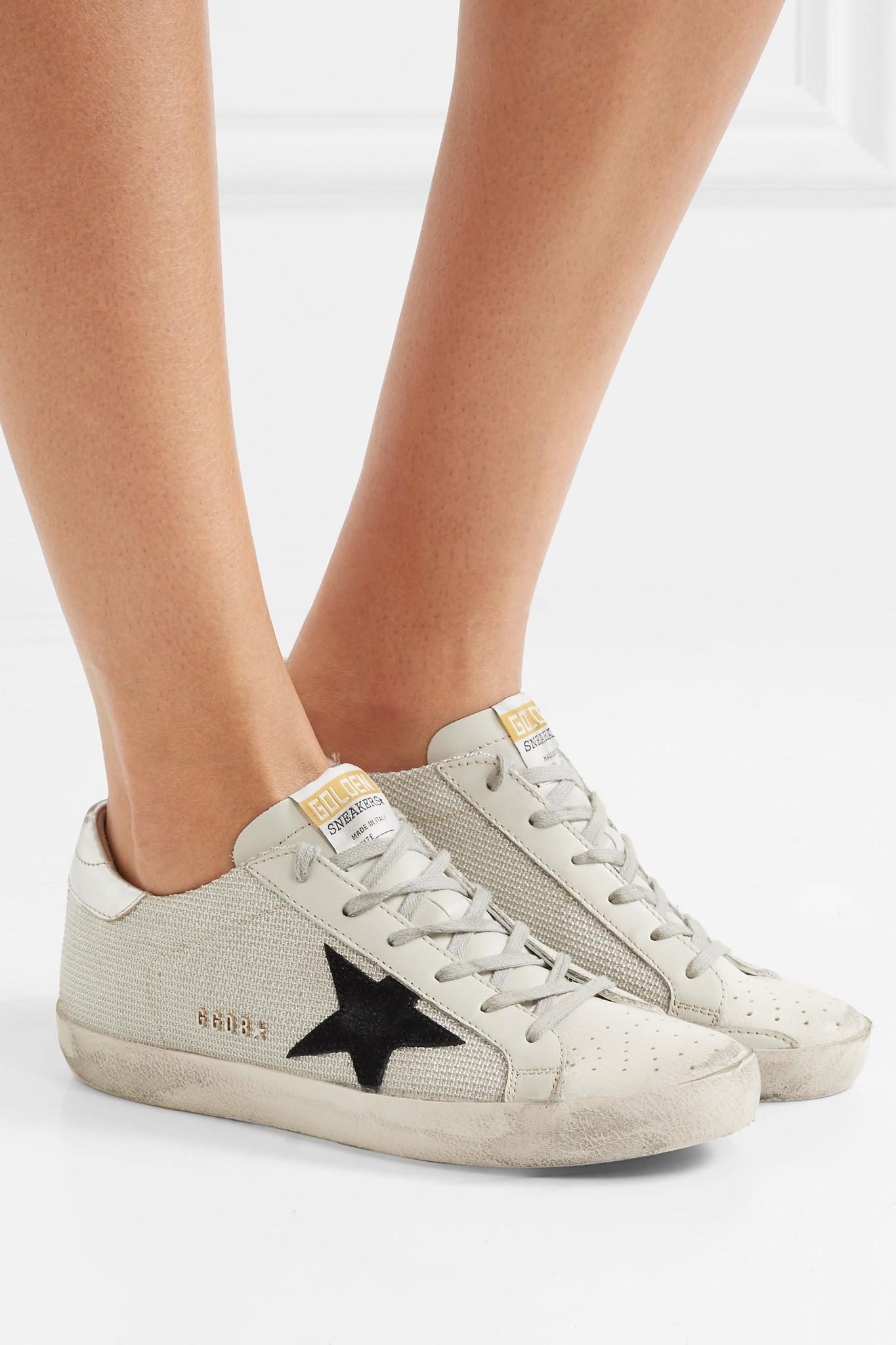 Golden Goose Deluxe Brand Goose Super Star Distressed Leather-paneled