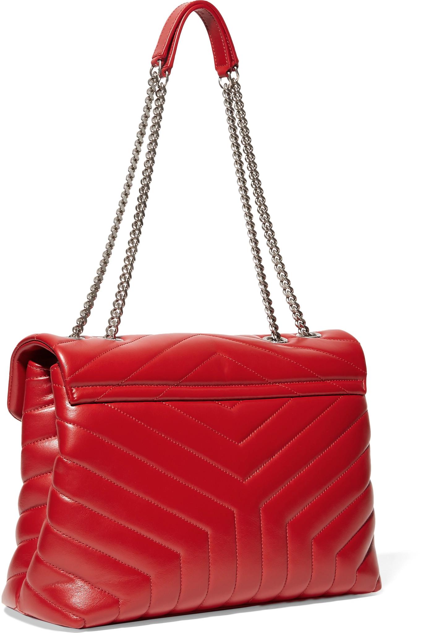 Gorgeous Vintage Lipstick Red Quilted Leather Louis Feraud Bag
