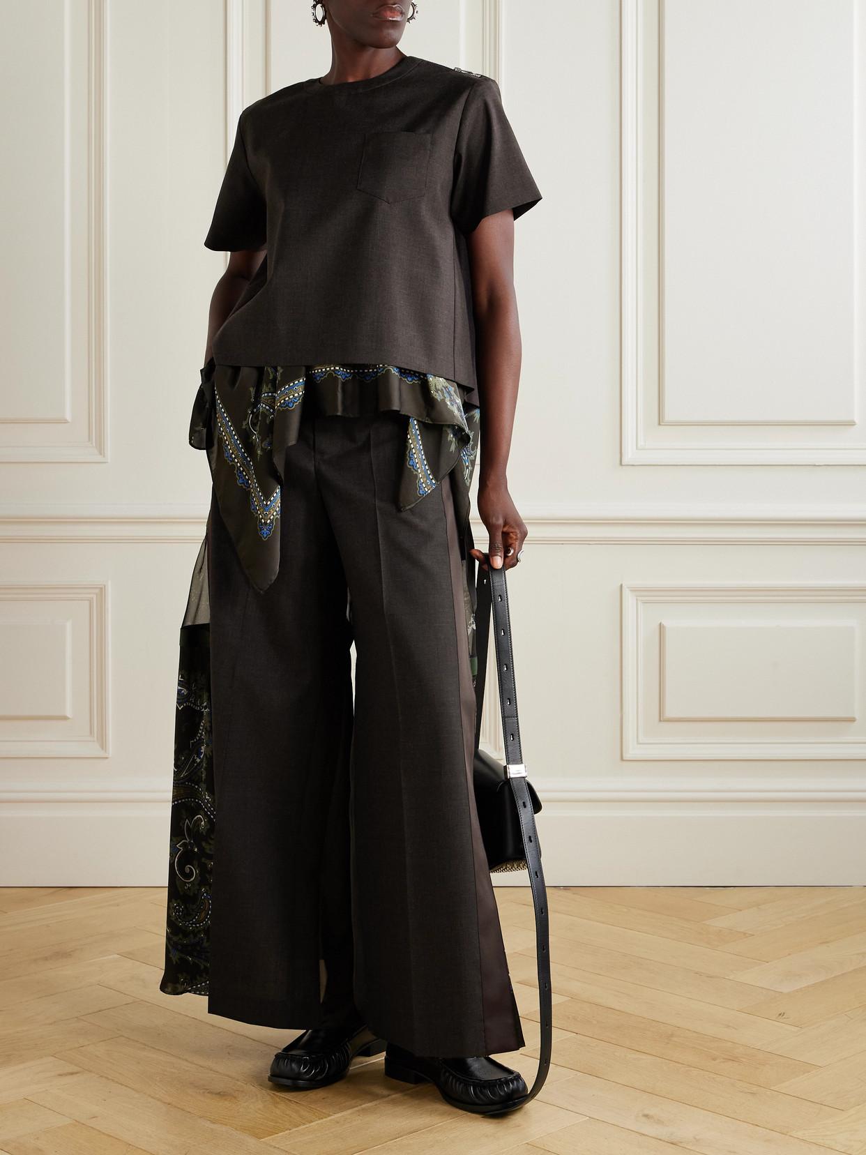 パンツ Sacai Embroidered Wool Wide-Leg Pant Sacai Pants for Women | Online Sale up to 58% off | Lyst