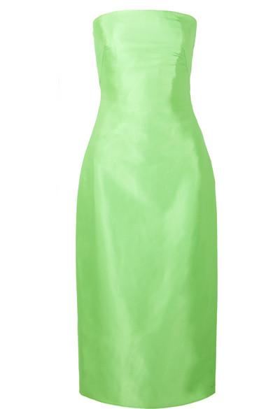 Brandon Maxwell Strapless Satin-gazar Midi Dress in Green