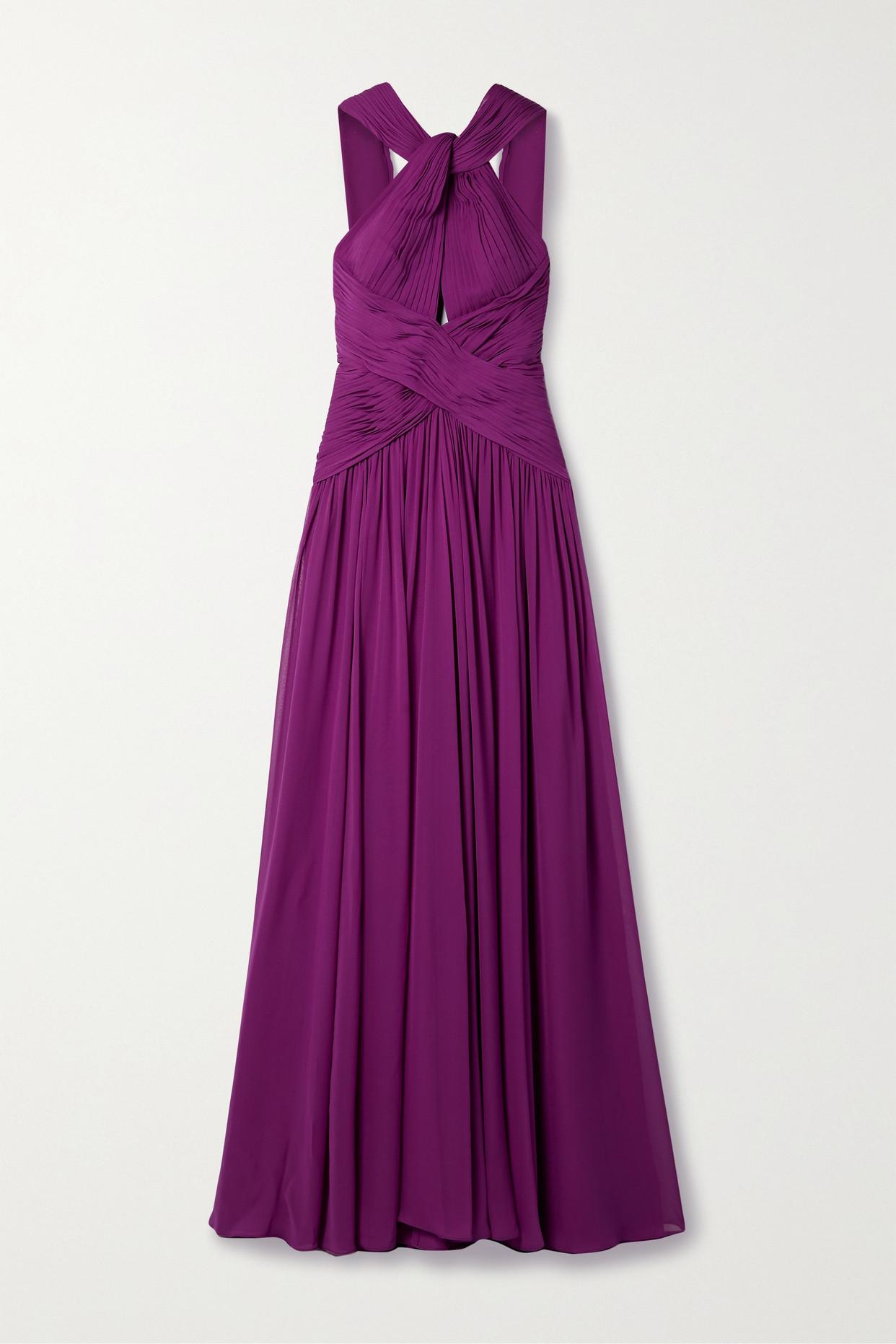 Elie Saab Capeeffect Cutout Pleated Silkchiffon Halterneck Gown in