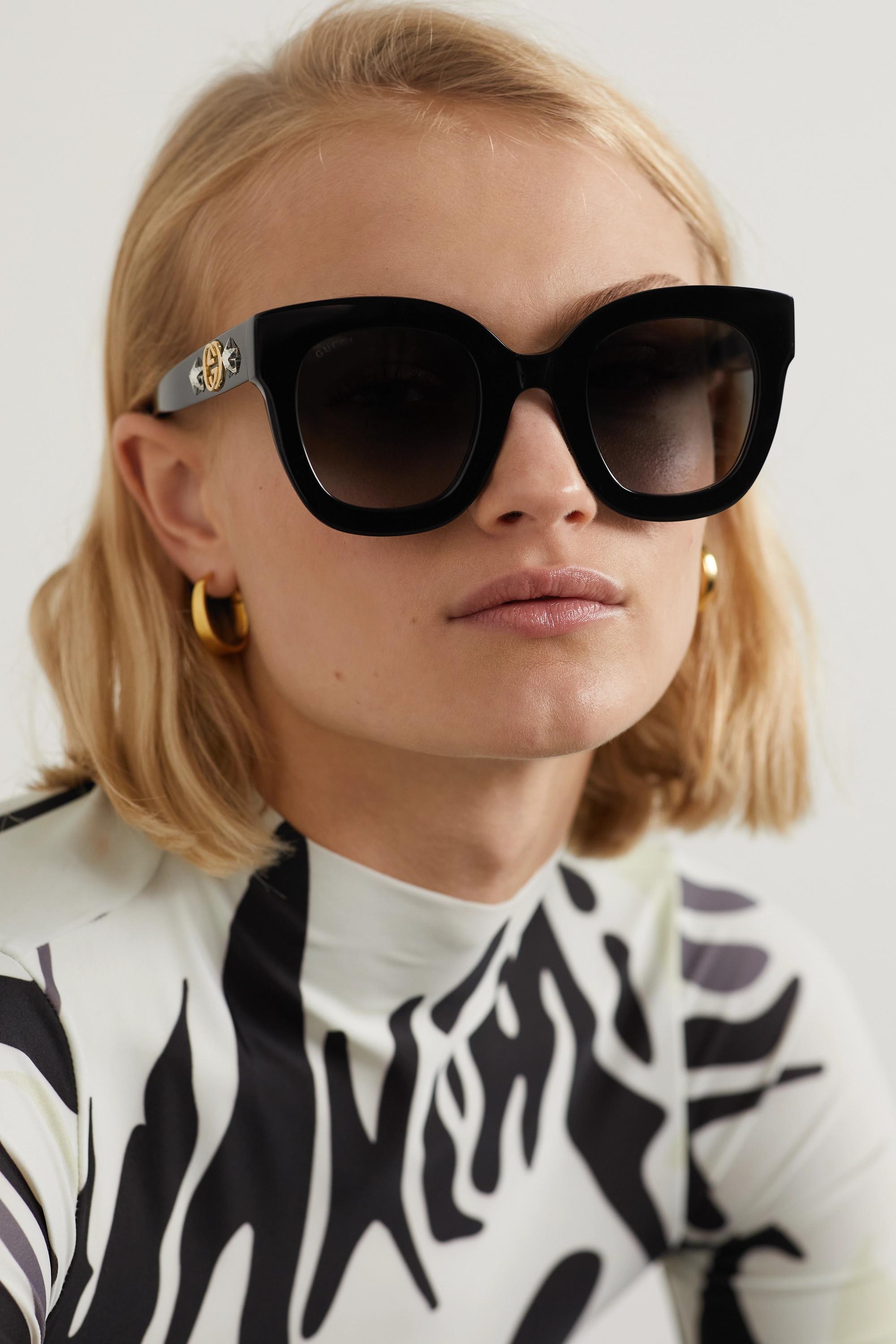 Vedligeholdelse mulighed alligevel Gucci Stars Oversized Embellished Round-frame Acetate Sunglasses in Black |  Lyst Australia