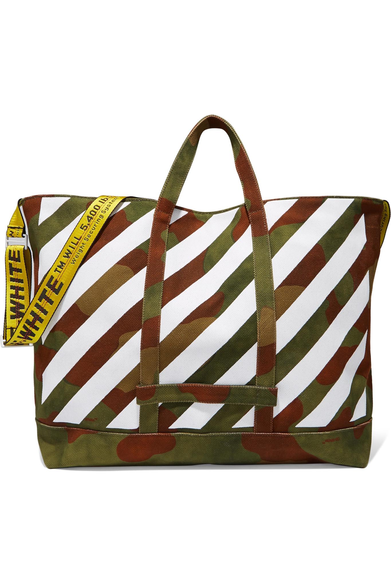 Off-White c/o Virgil Abloh Printed Canvas Tote in Army Green (Green) - Lyst