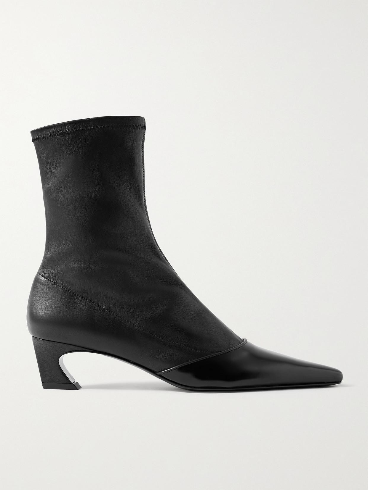 Acne patent ankle boots black sales