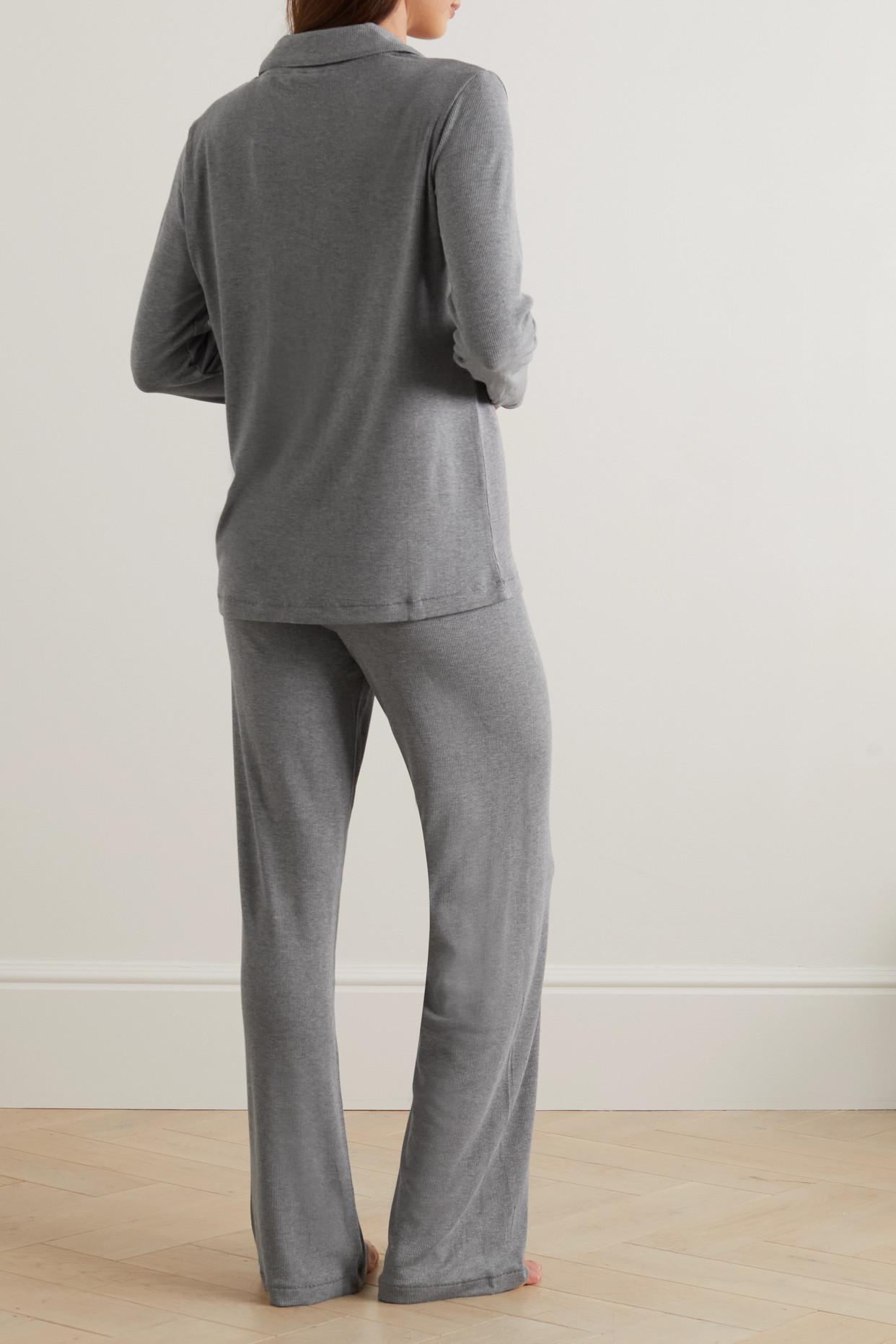 Skims Ribbed Stretch-modal Jersey Lounge Set in Gray