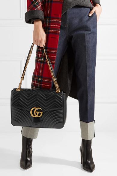 Gucci Gg Marmont Large Quilted Leather Shoulder Bag in Black | Lyst