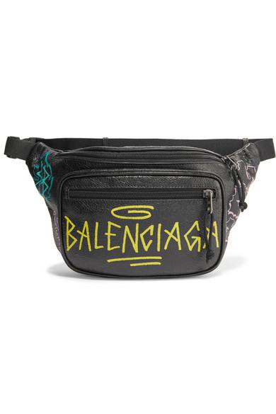 Balenciaga 'explorer' Graffiti Print Leather Belt Bag In