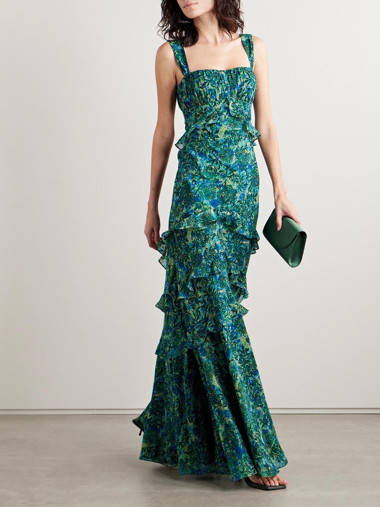 Green Saloni Long Dress Vida Green Floral Dress By SALONI Rent The