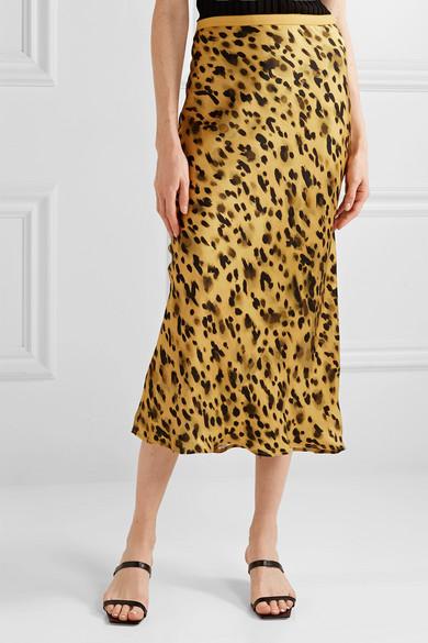 Anine Bing Bar Leopard-print Silk-charmeuse Midi Skirt in Golden ...