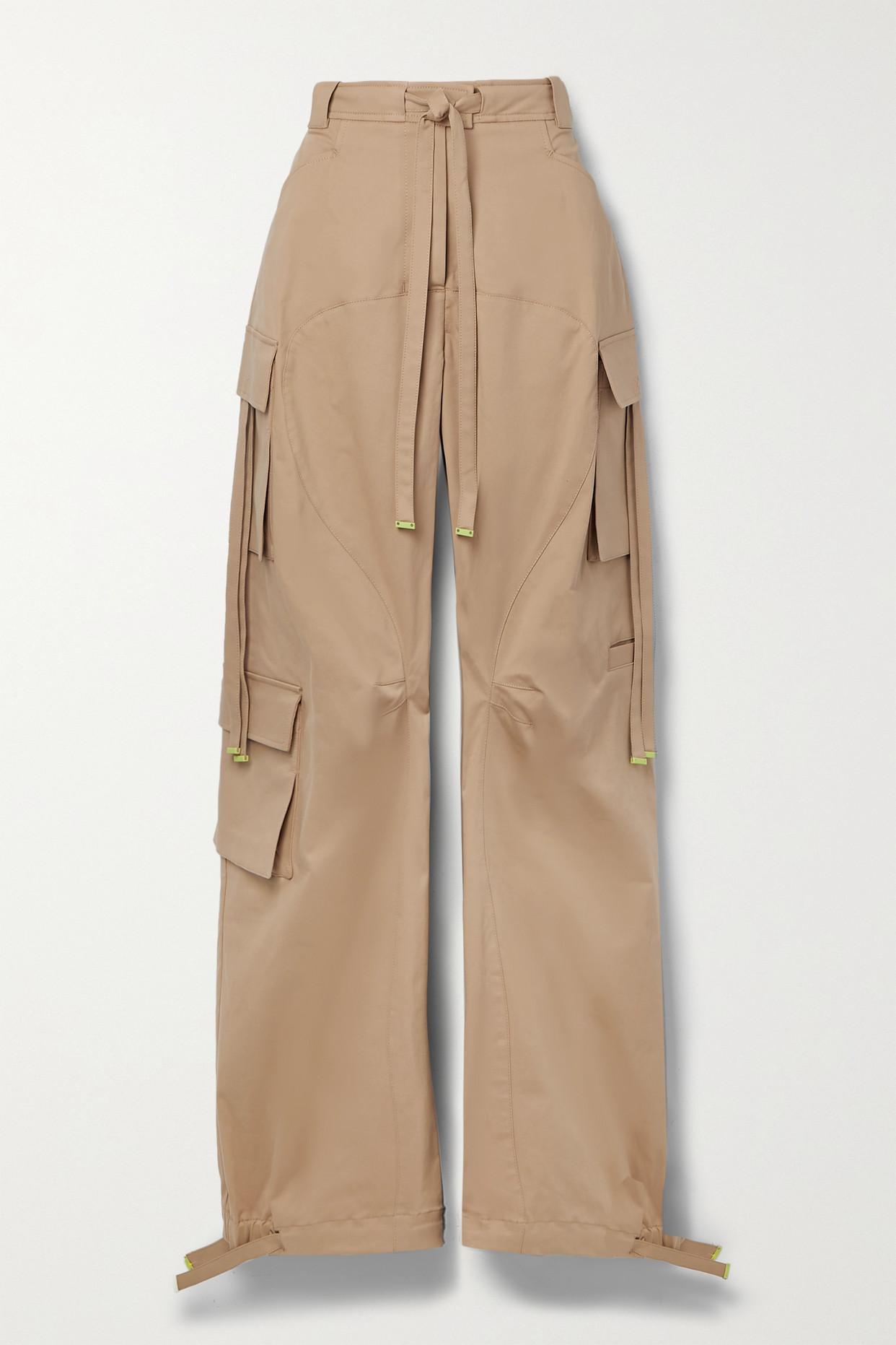 Off-White c/o Virgil Abloh Belted Cotton-blend Twill Tapered Cargo Pants in  Brown