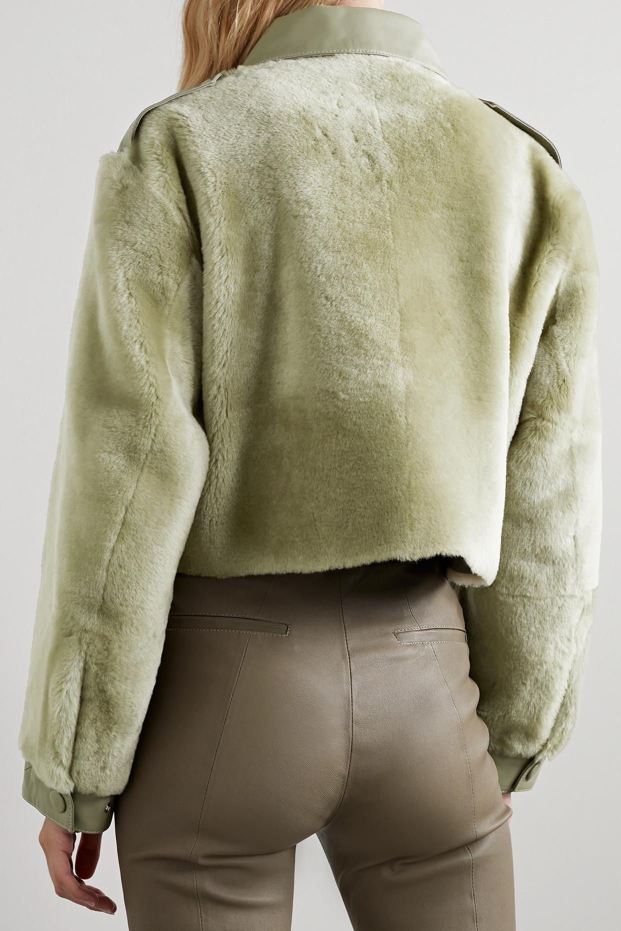 REMAIN Birger Christensen Marlona Leather-trimmed Shearling Jacket in Green  | Lyst