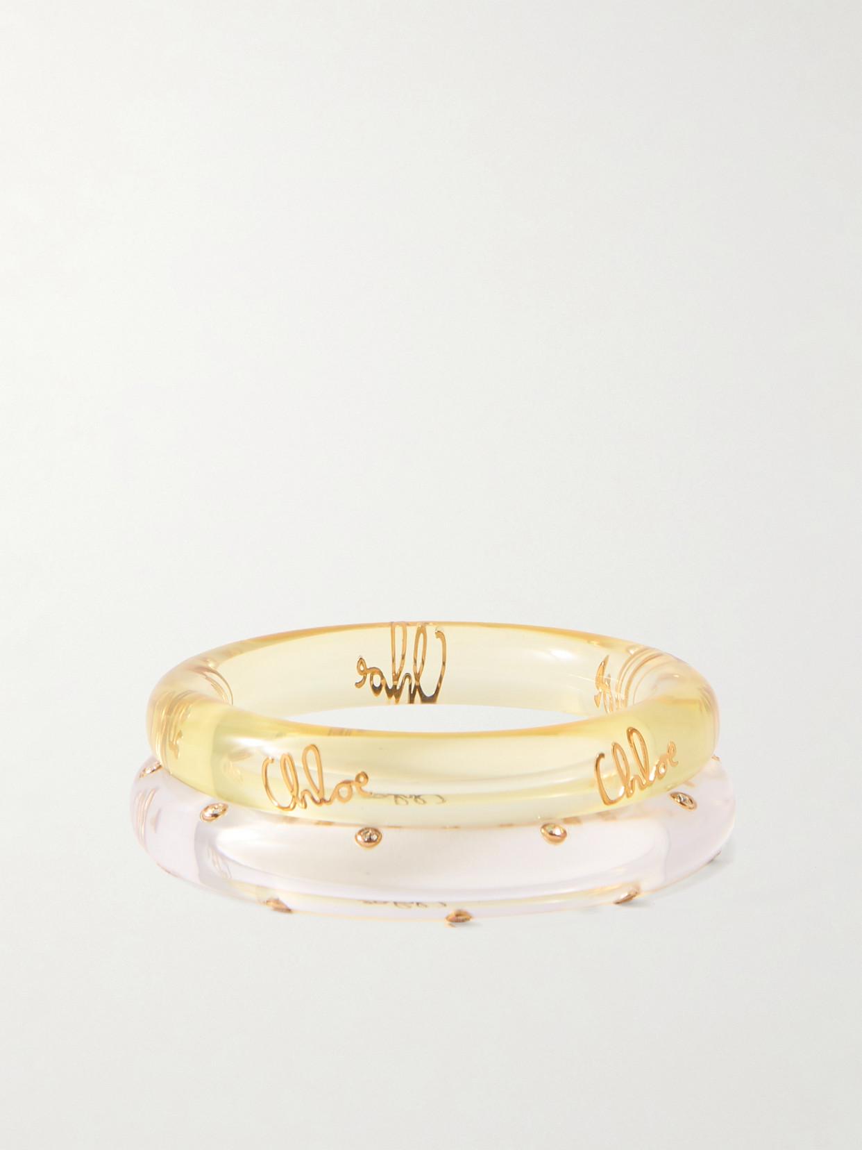 Chloé Set Of Two Resin, Crystal And-Tone Bangles in Natural | Lyst UK