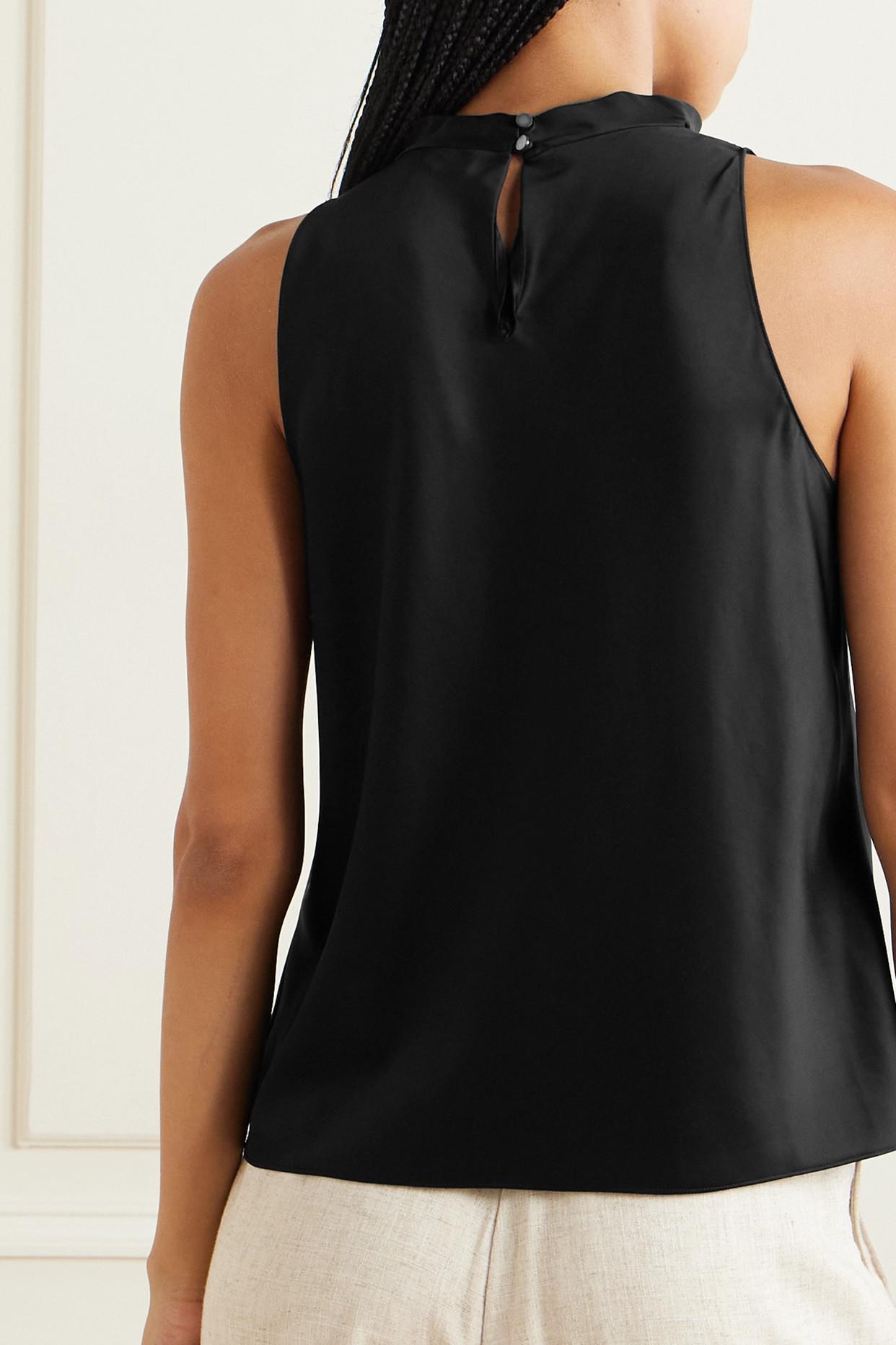 SATIN TOP WITH DRAPED DETAIL - Black