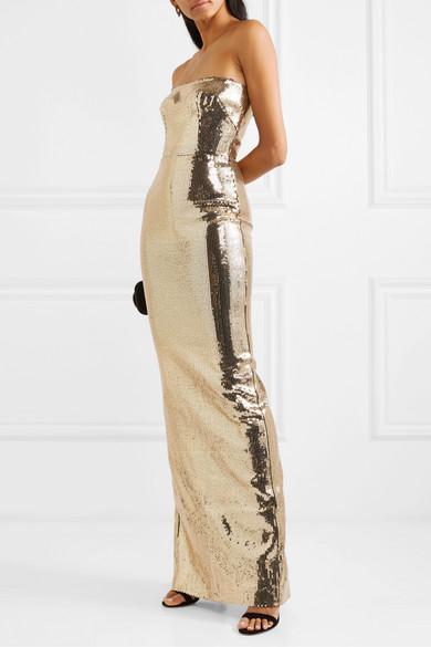 Cheena Maxi Dress - Strapless Sequin Mermaid Dress in Gold/Silver | Showpo  USA