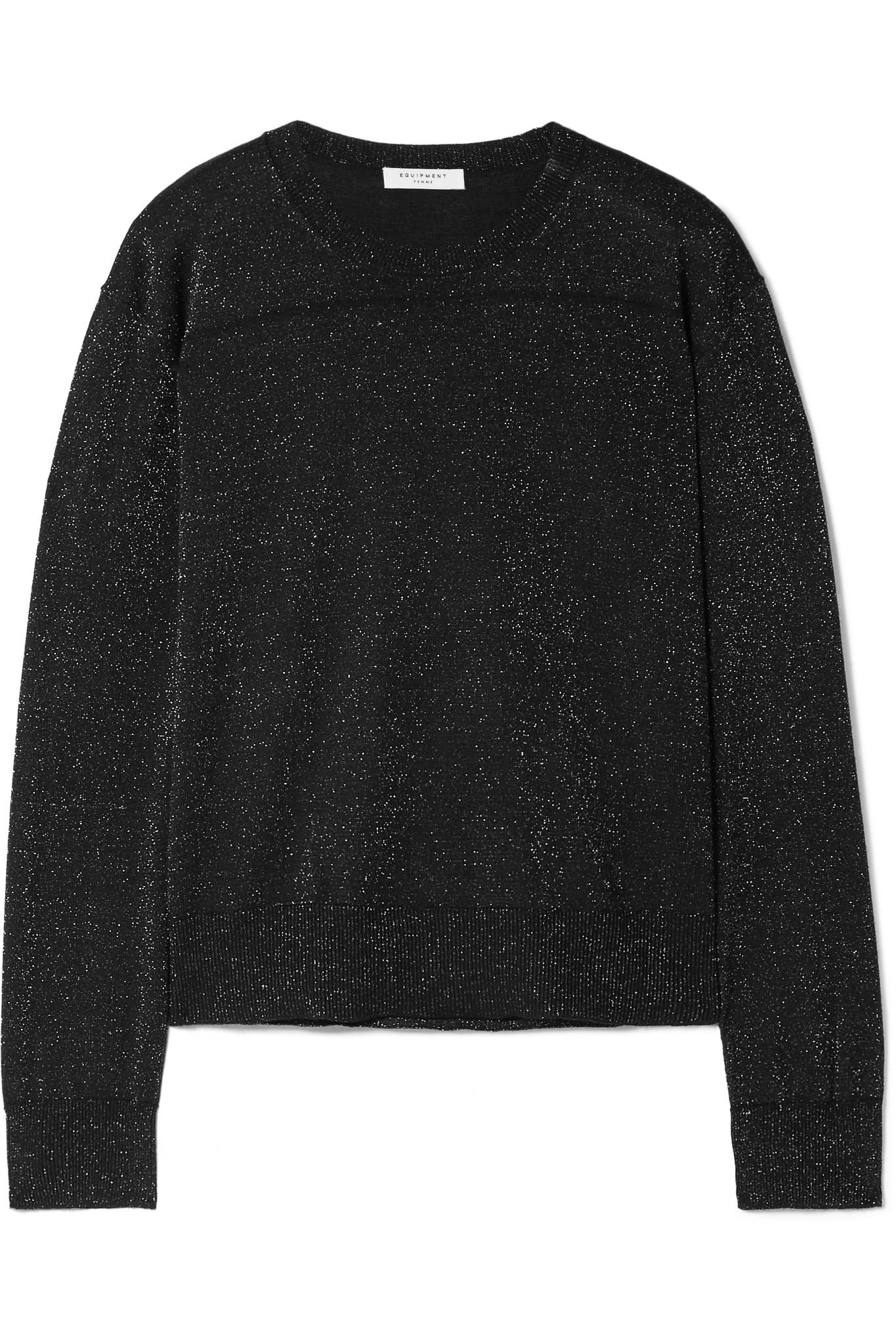 Equipment Irene Metallic Woolblend Sweater in Black Lyst