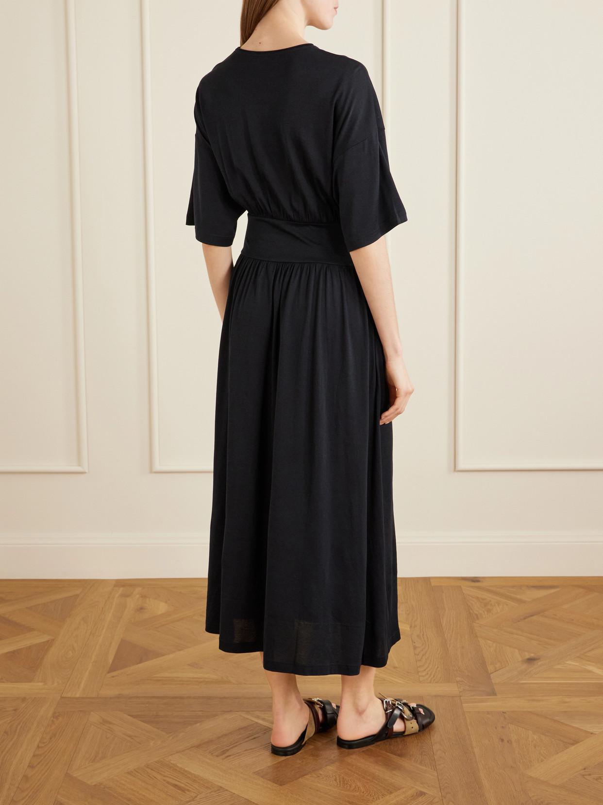 TOTEME Cotton And Silk-Blend Midi Dress in Black