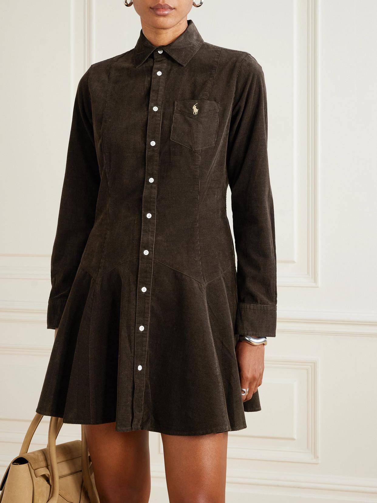ralph lauren brown corduroy dress Polo Ralph Lauren Cotton Corduroy Short Dress