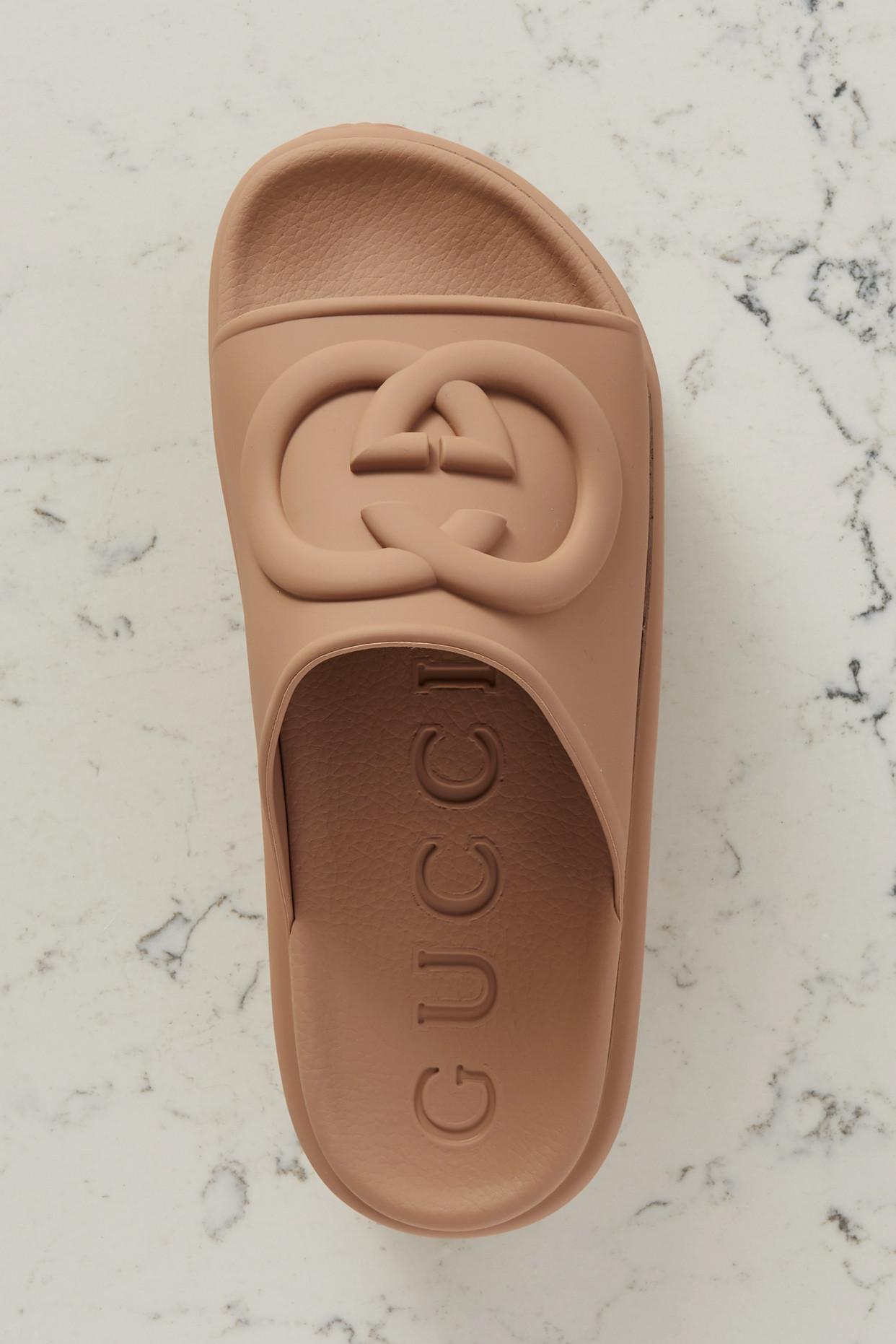 Gucci Miami Rubber Platform Slides in Brown | Lyst