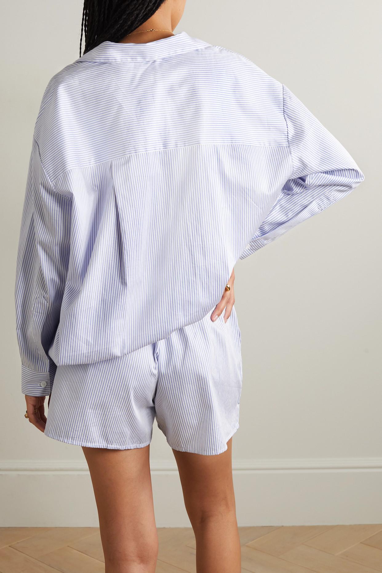 Skin Sadie And Shay Striped Pima Cotton-poplin Pajama Set in Blue