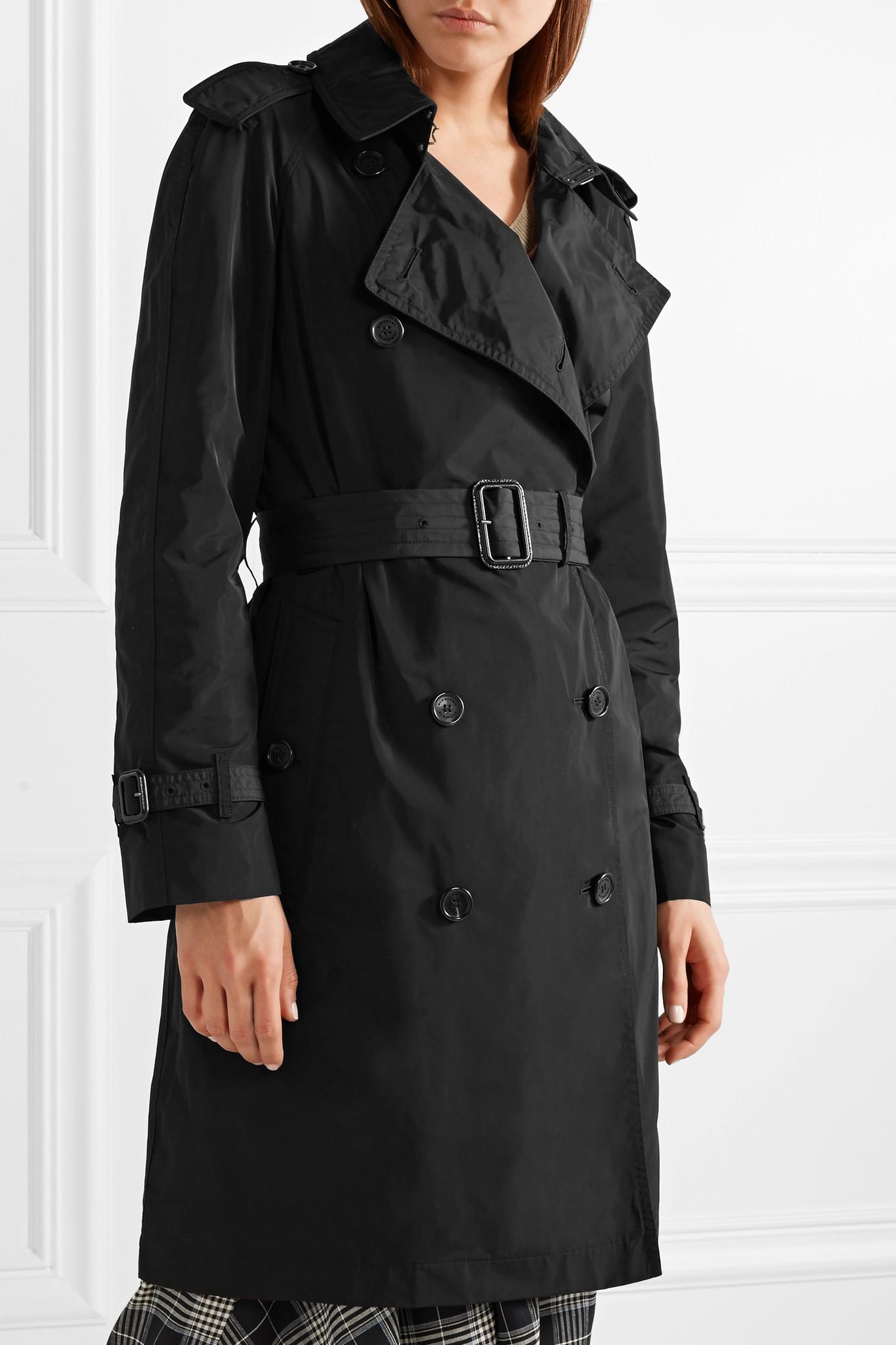 Burberry The Amberford Hooded Shell Trench Coat in Black | Lyst