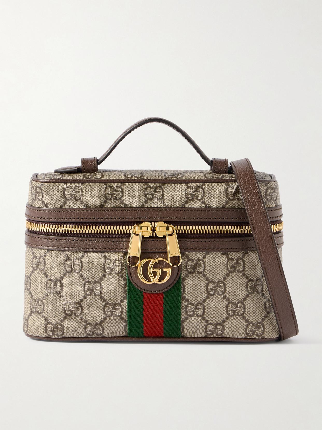 Gucci Ophidia Leather-Trimmed Coated-Canvas Mini Shoulder Bag in