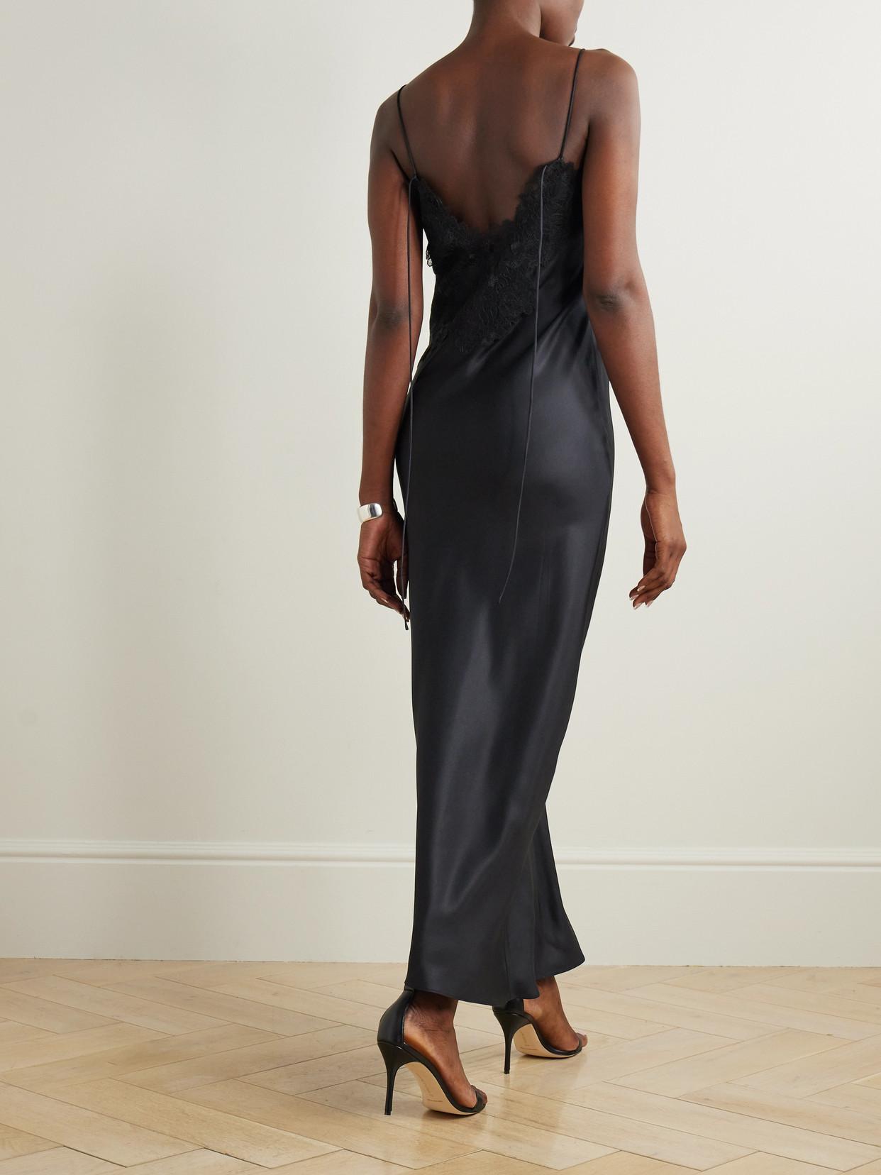 Rohe Lace-Trimmed Silk-Twill Maxi Dress in Black | Lyst