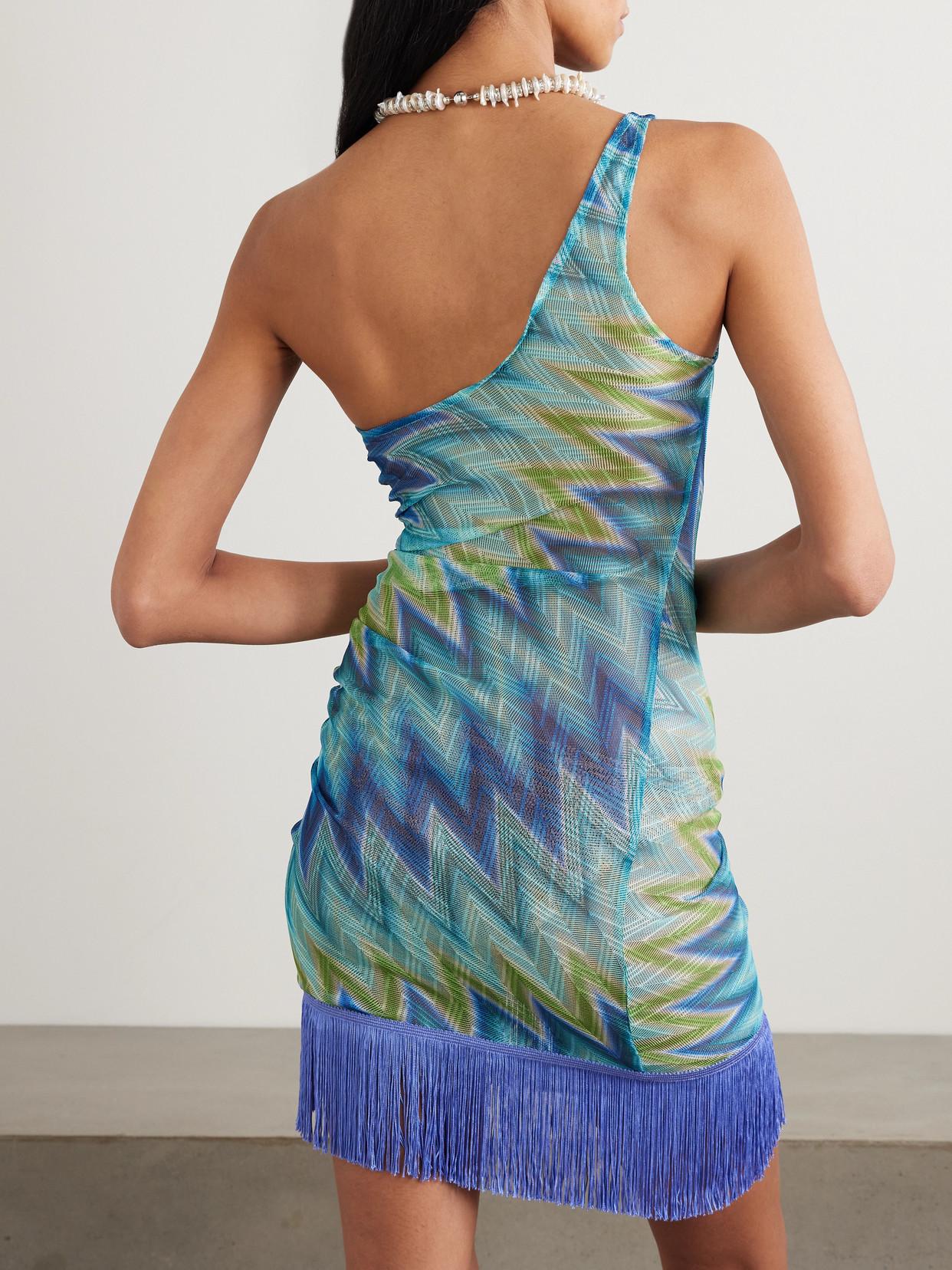 missoni one shoulder fringe dress Missoni One-Shoulder Fringed Mini Dress In Multi - 60% Off