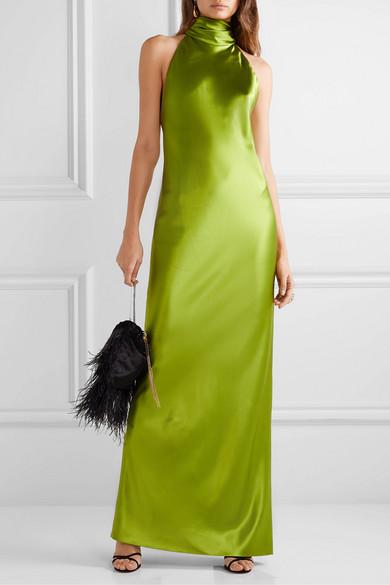 Brandon maxwell green silk dress Clearance