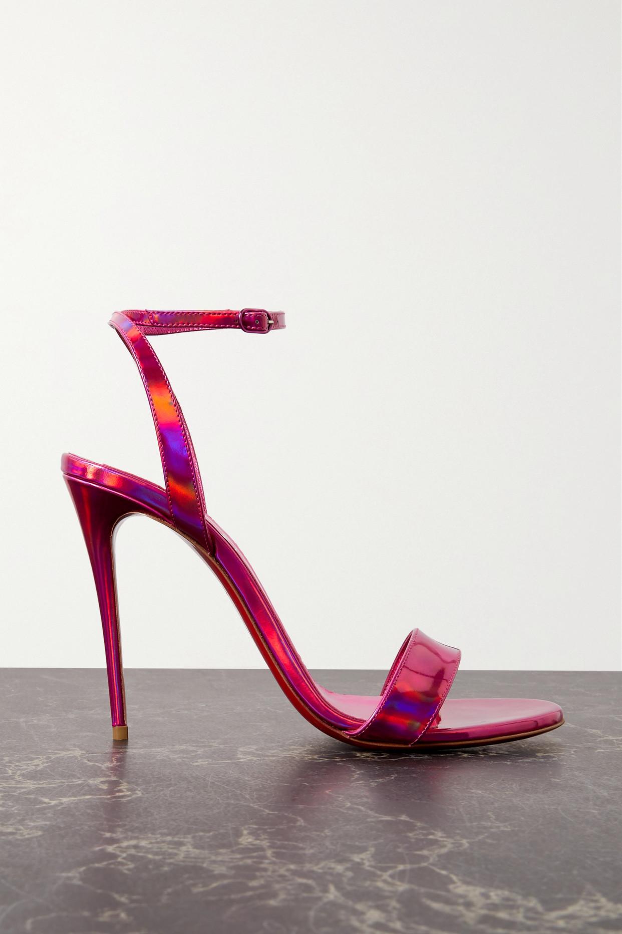 Christian Louboutin Loubi Girl 100 Iridescent Leather Sandals in Pink ...