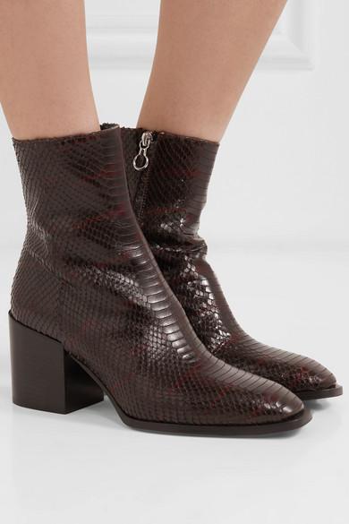 Aeyde Python-effect Leather Ankle in Chocolate - Lyst