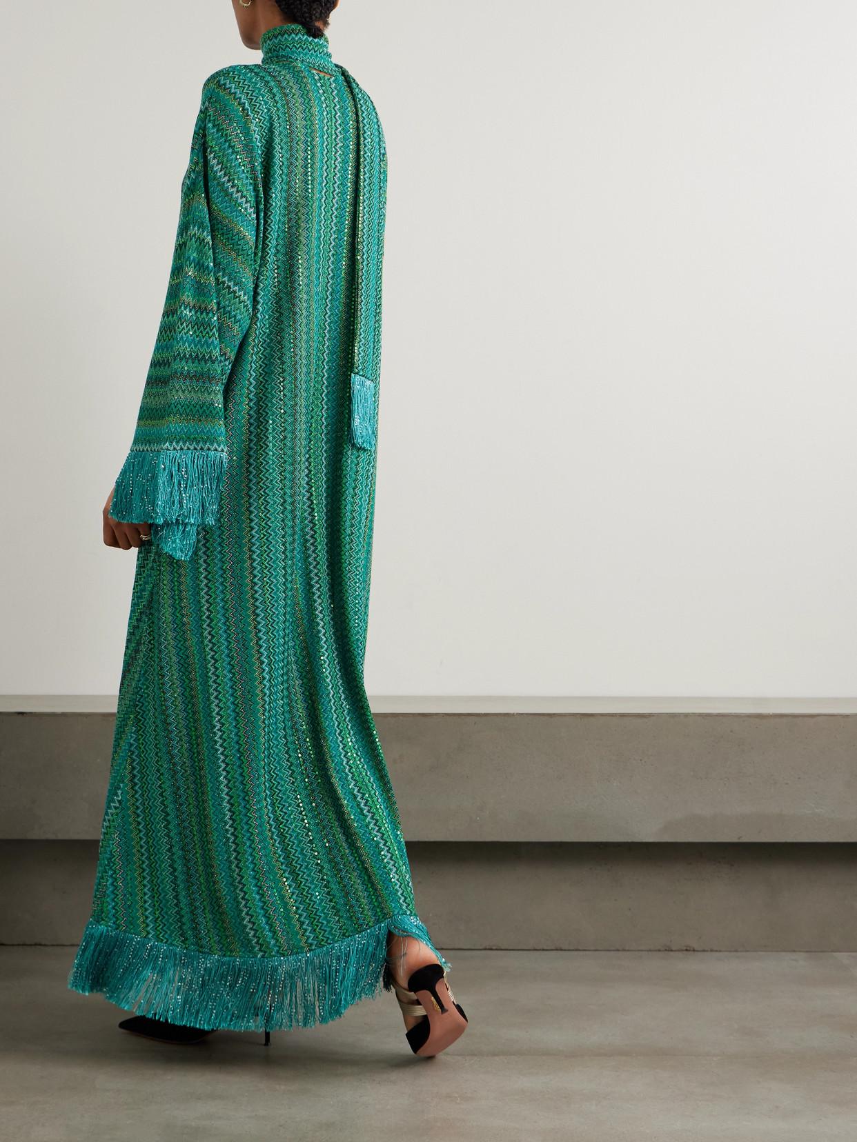 missoni sequin-embellished striped crochet-knit maxi dress Striped crochet-knit maxi dress - beige