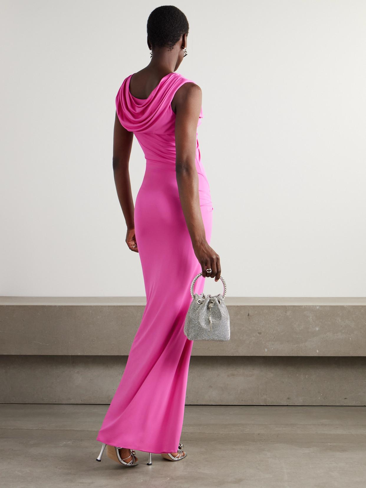versace pink safety pin dress Versace Safety Pin Draped Flared Mini Dress, Female, Pink, 42