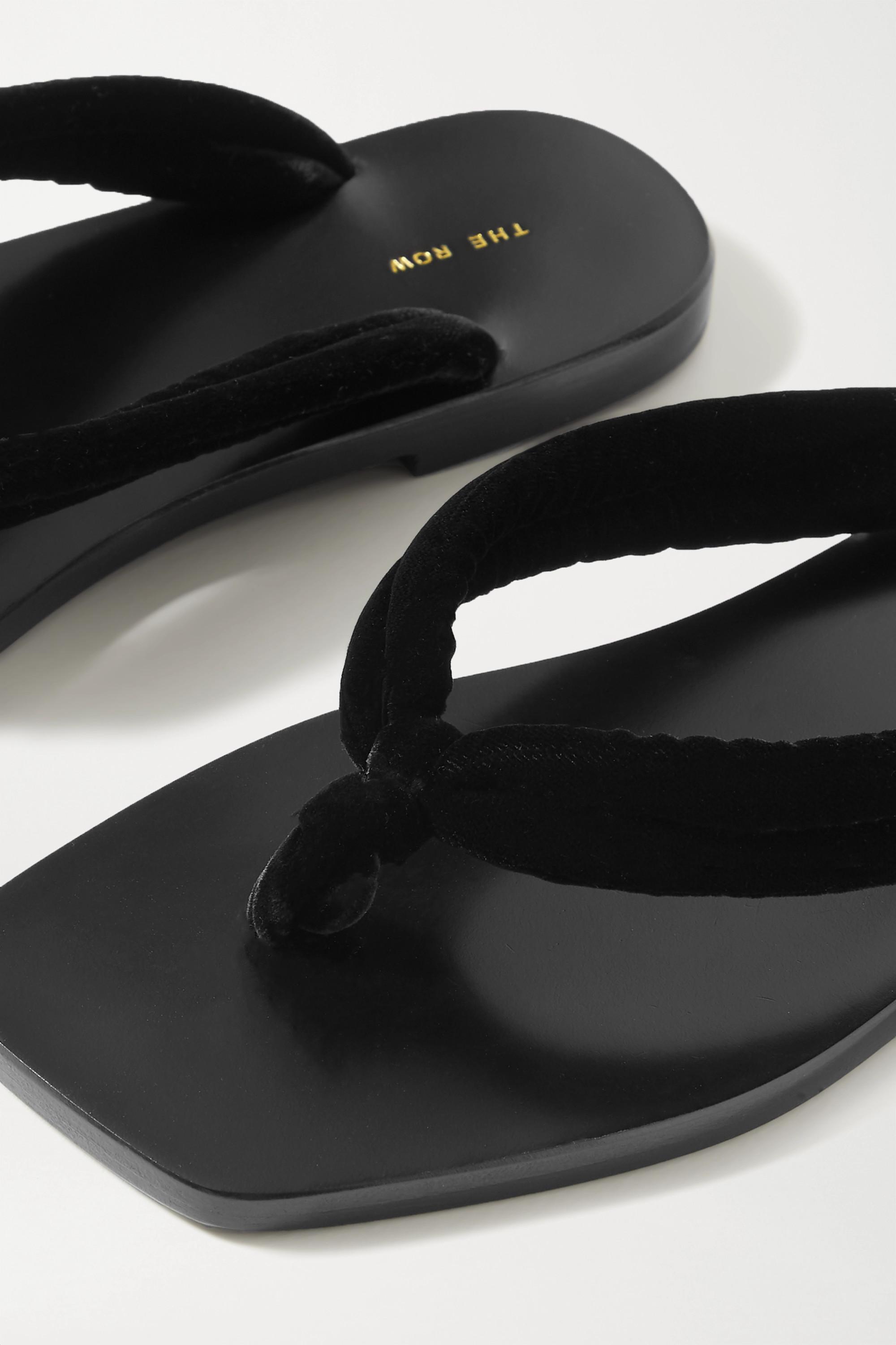 The Row Swan Velvet Flip Flops in Black Lyst