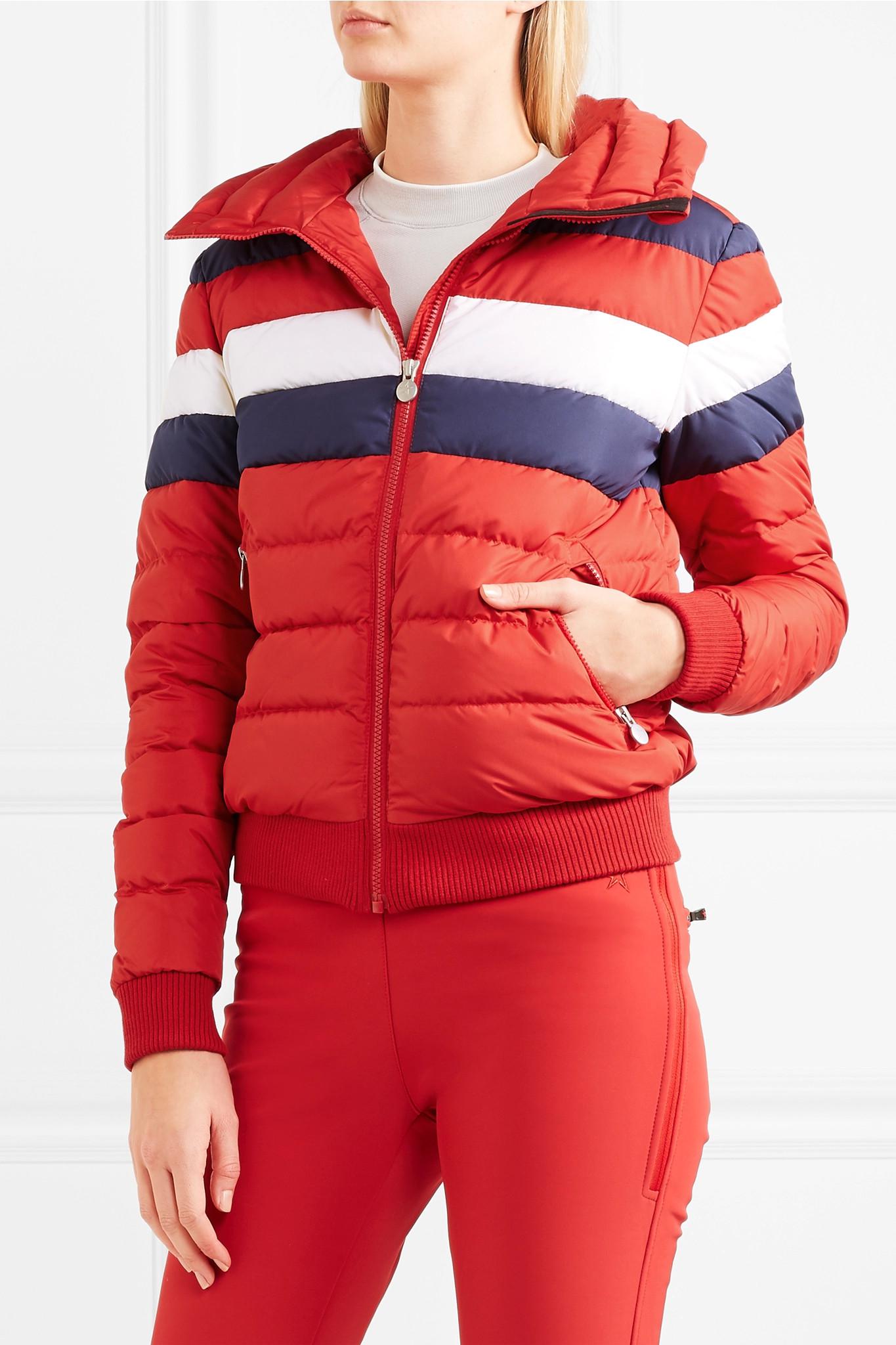 Perfect Moment Queenie Color-block Quilted Down Jacket in Red - Lyst